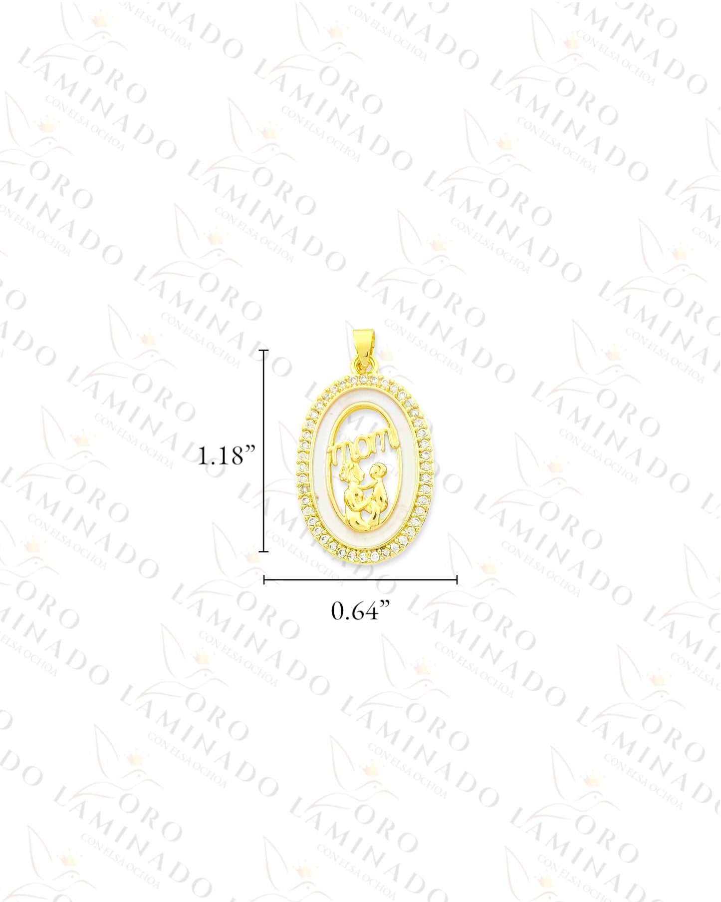 Sparkling MOM Oval Pendant (Gold Filled) B102