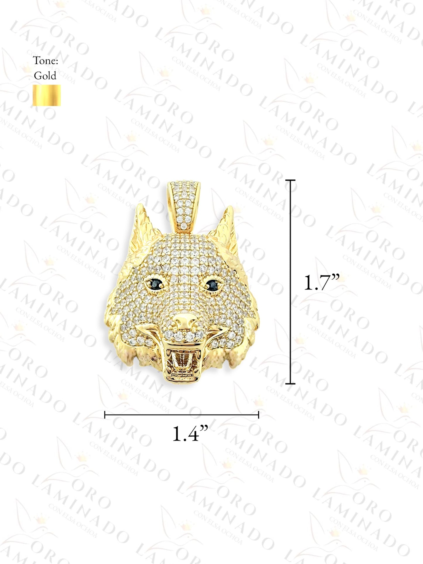 Gold Filled High Quality Wolf Head Pendant Y436