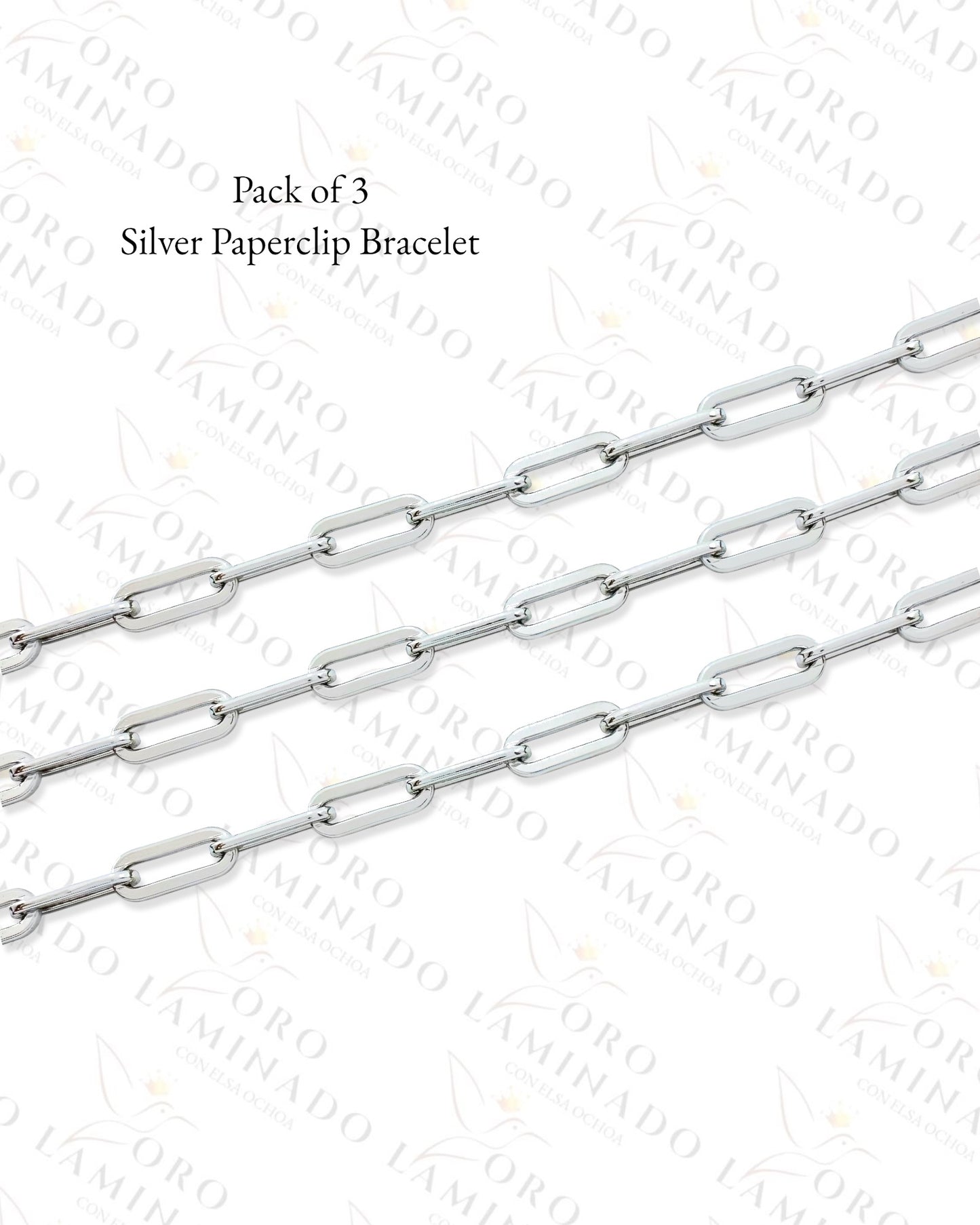 High Quality Silver Paperclip Bracelet (Pack of 3) (Gold Filled) B343