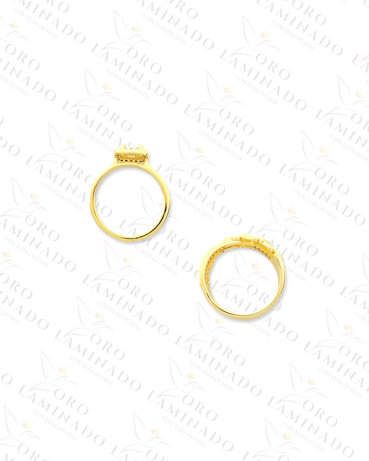 High Quality Marriage Crystal Design Ring Set (Gold Filled) B457