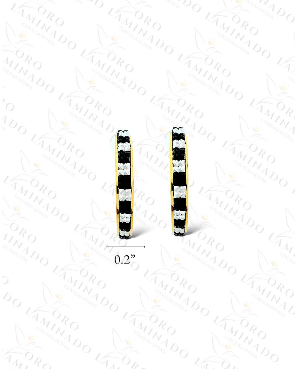 High Quality Dark and Clear C-Shape Earrings B470