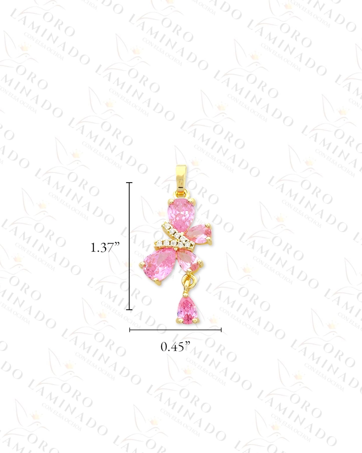 Pink Crystal Butterfly Pendant R305