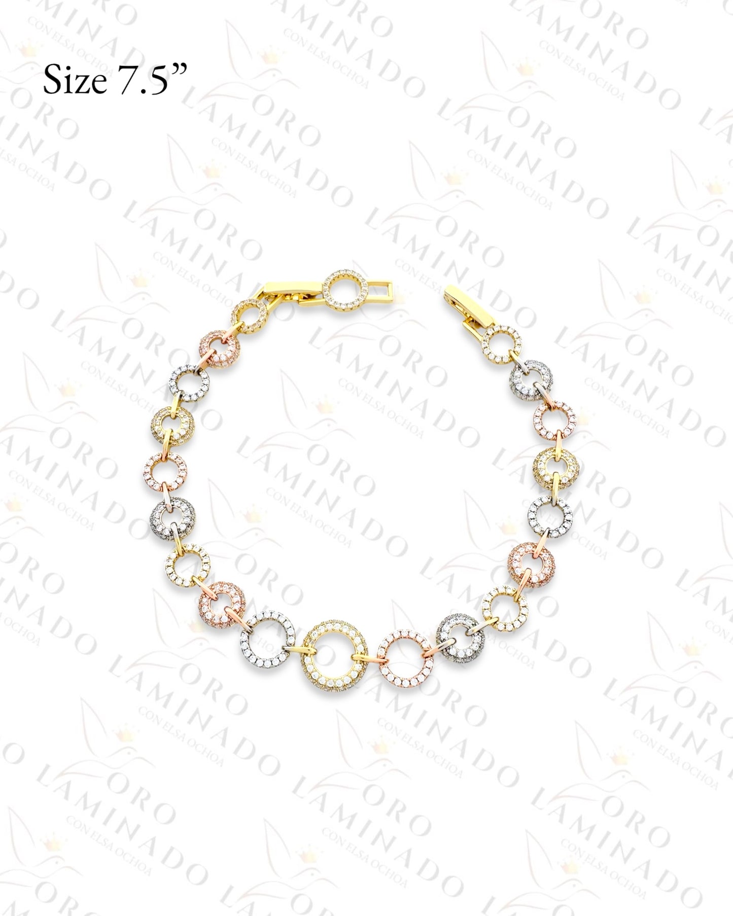 High Quality Three Tones Sparkling Round Design Bracelet B384