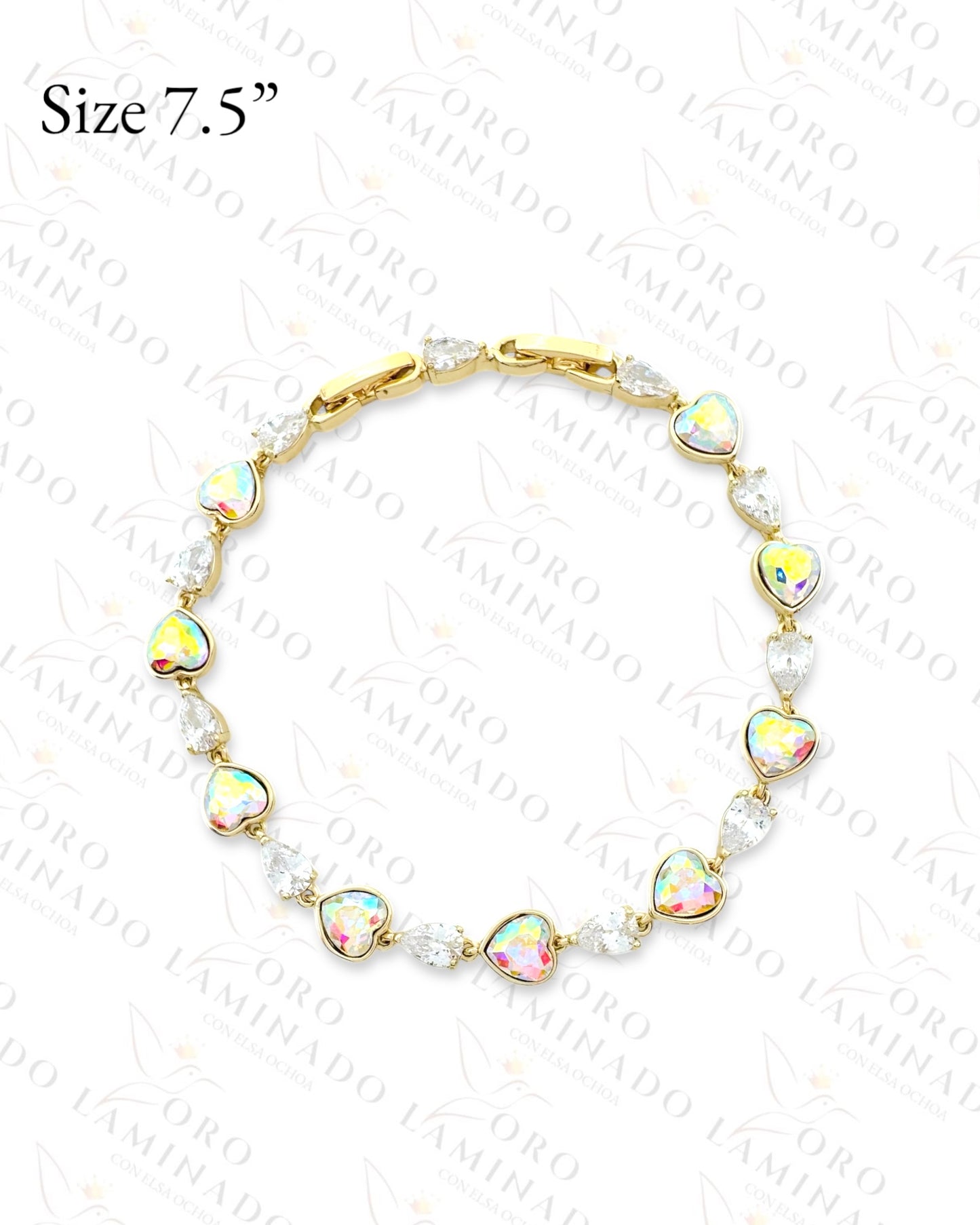 High Quality Iridescent Hearts Bracelet (Gold Filled) C60