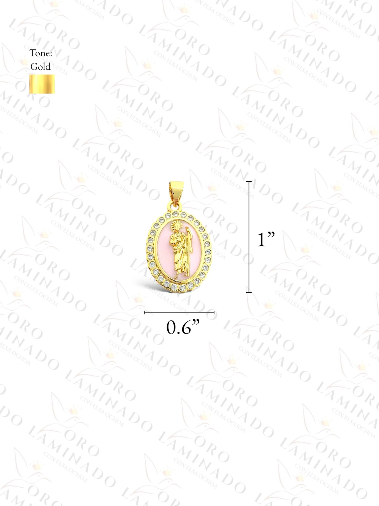 Gold Filled Pink Saint Judas Pendant G288