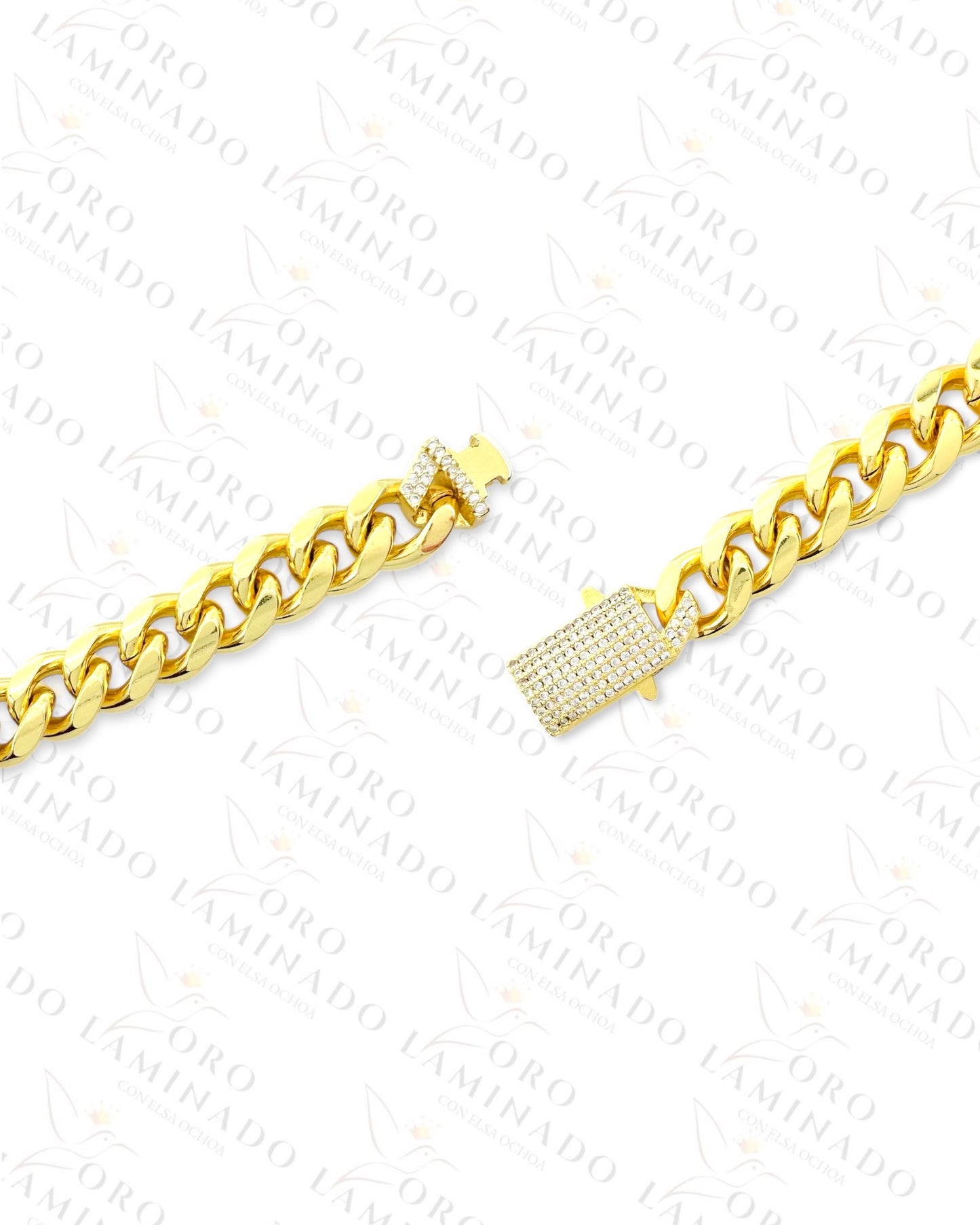 Gold Filled Cuban Bracelet with Diamond Clasp R29
