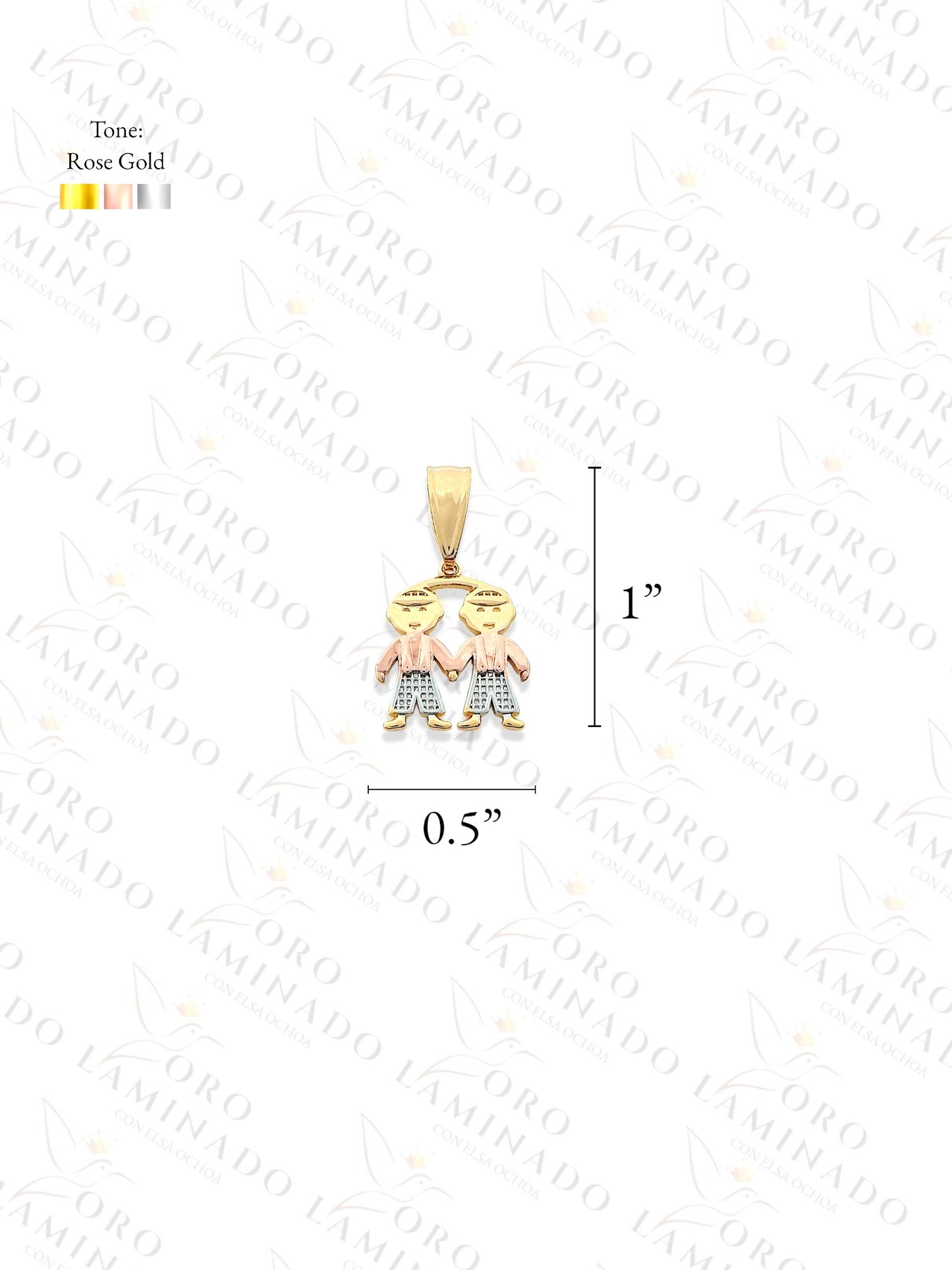 Gold Filled Three Tones Two Boys Pendant C359