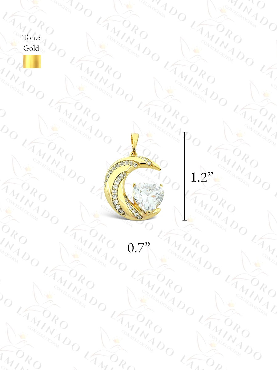 Gold Filled High Quality Moon and Heart Pendant C97