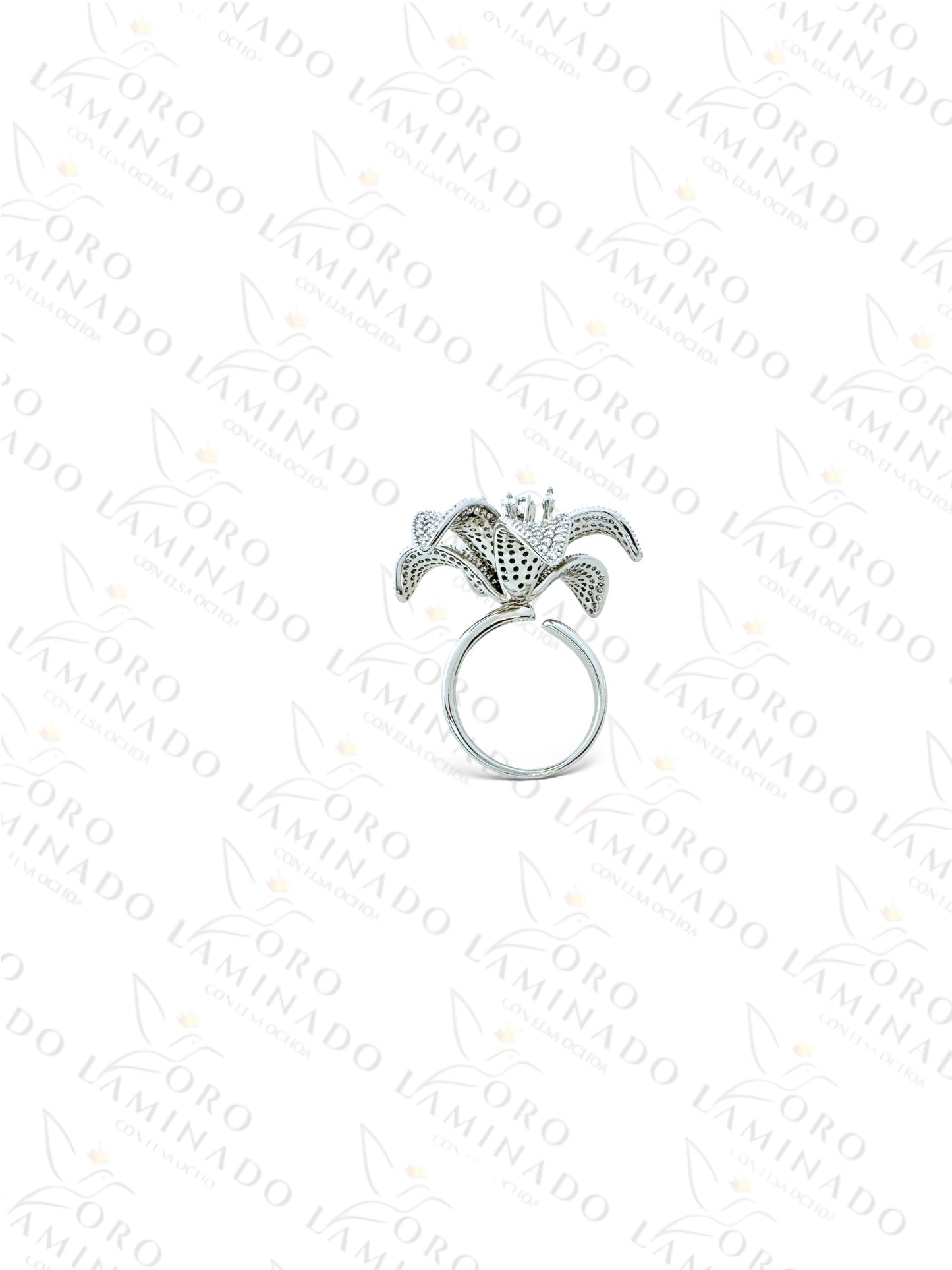 Gold Filled Silver Flower Adjustable Ring C267