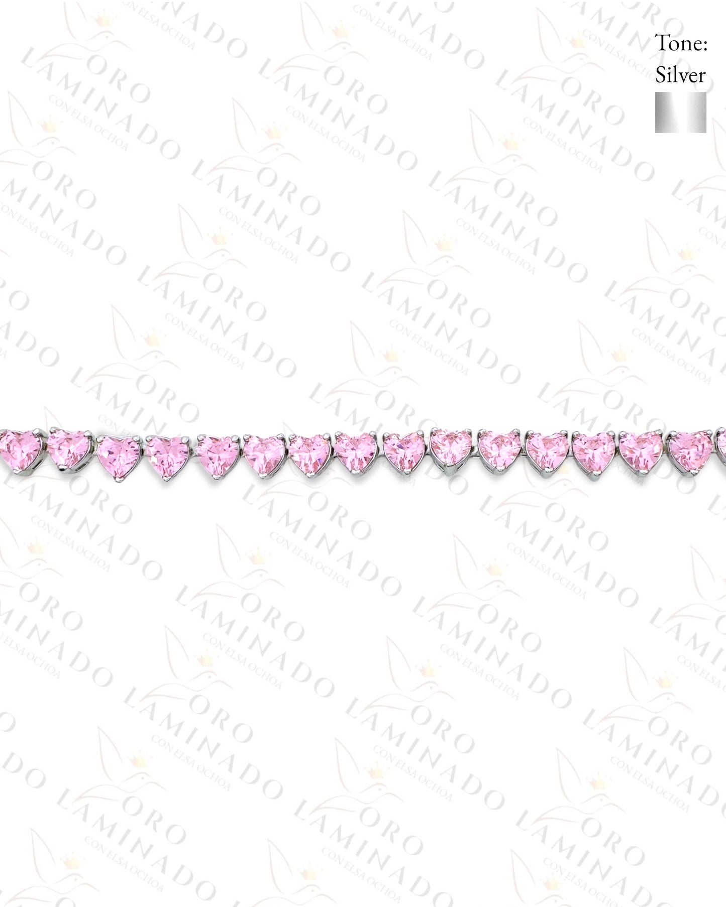 High Quality Baby Pink Mini Hearts Silver Bracelet (Gold Filled) G306