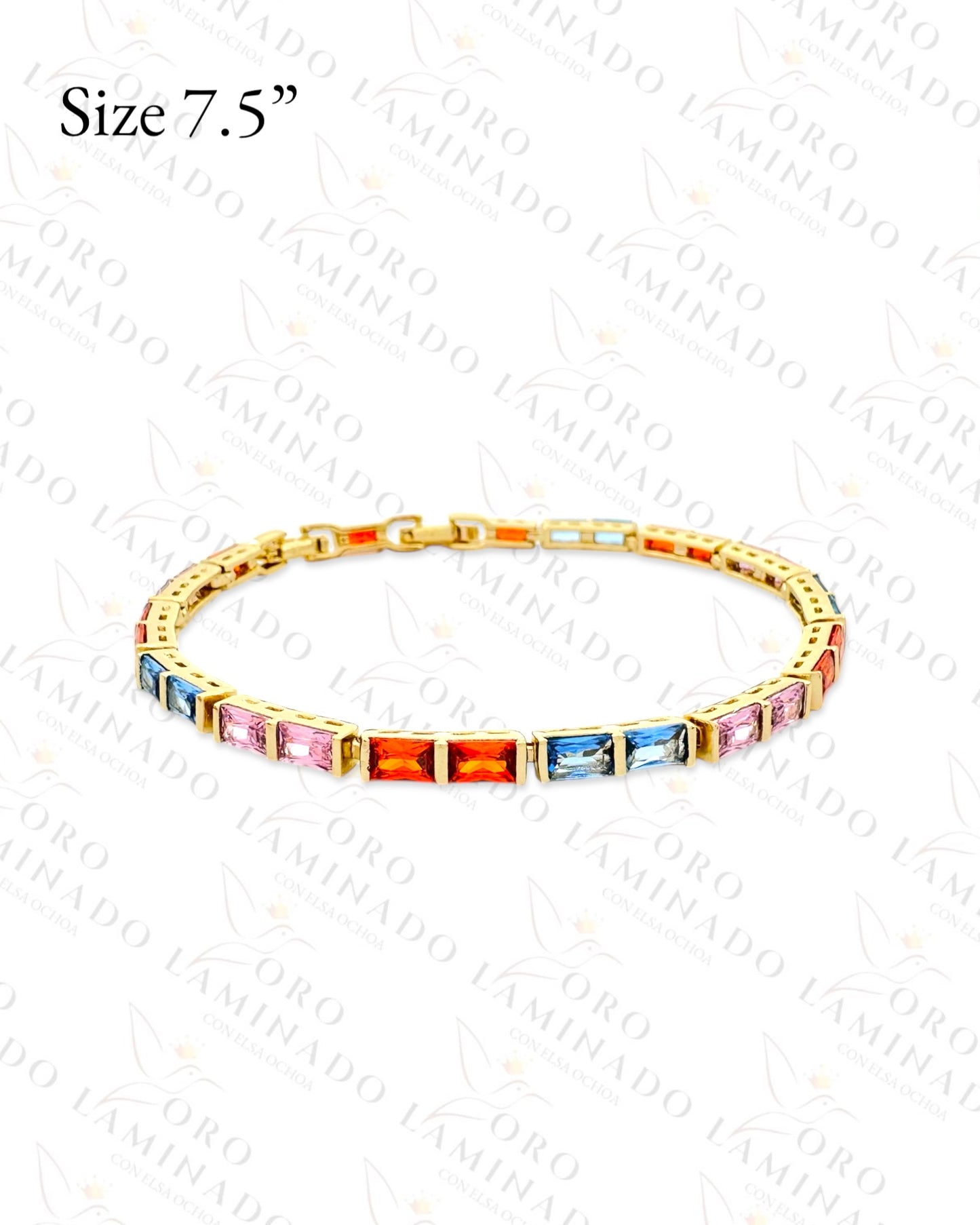 High Quality Multi-Color Tiles Bracelet (Gold Filled) C78