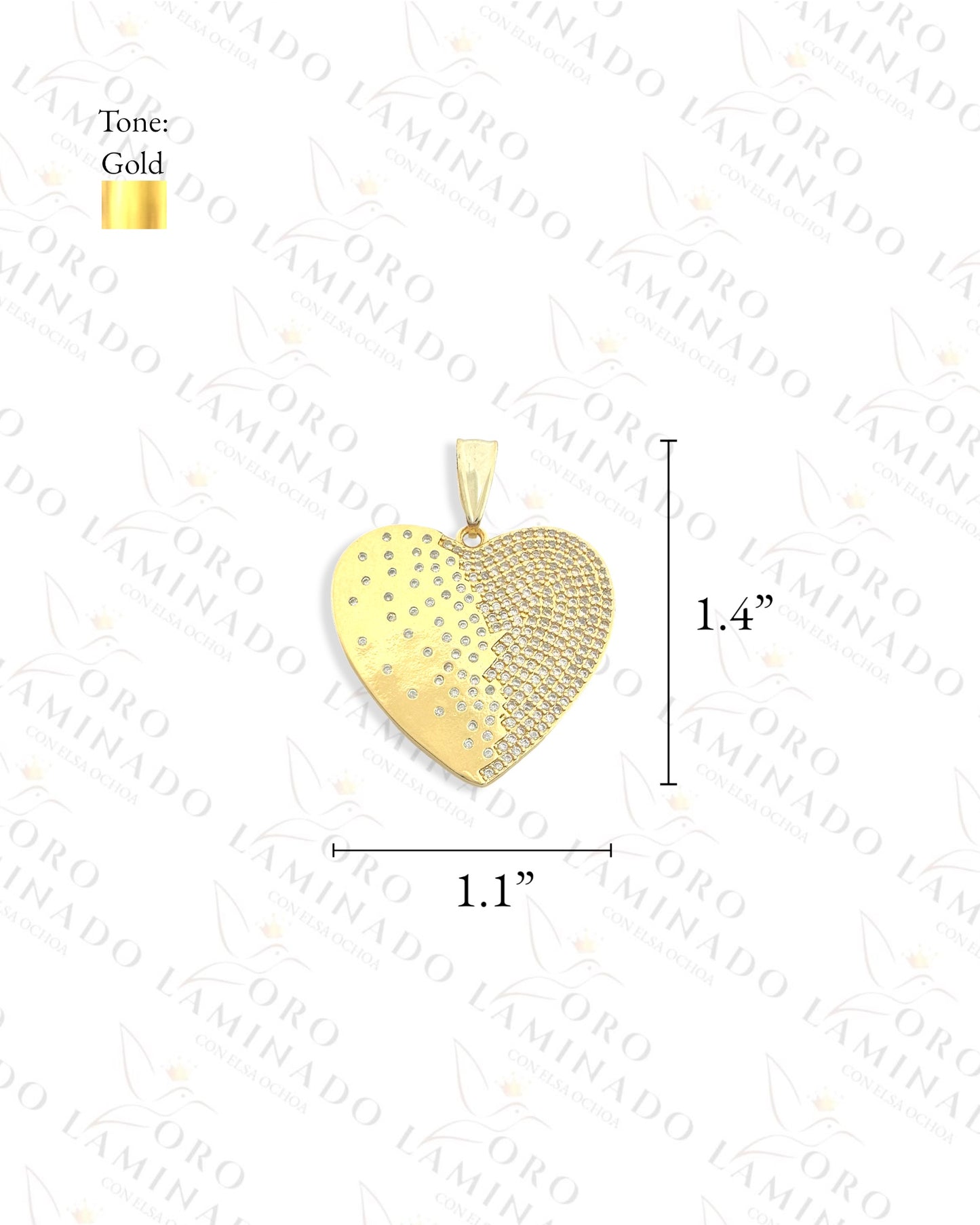 Gold Filled Half Diamond Heart Pendant C132