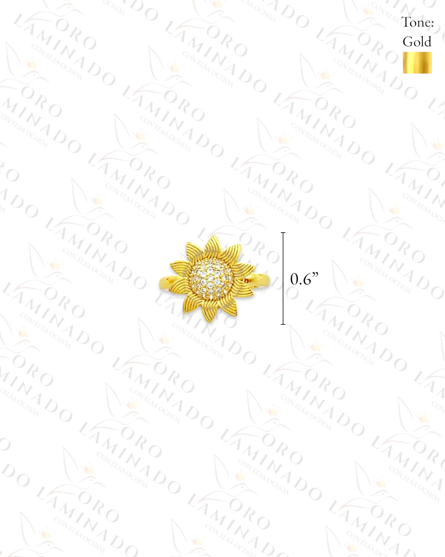 Adjustable Sparkling Sunflower Ring (Gold Filled) G213