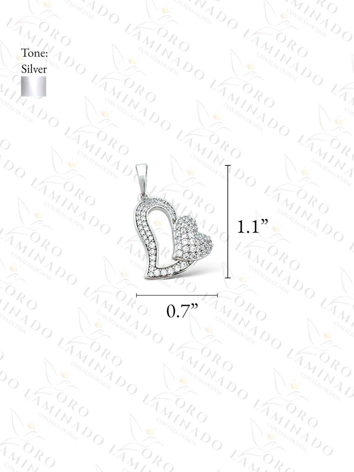 Gold Filled High Quality Silver Double Heart Pendant R242