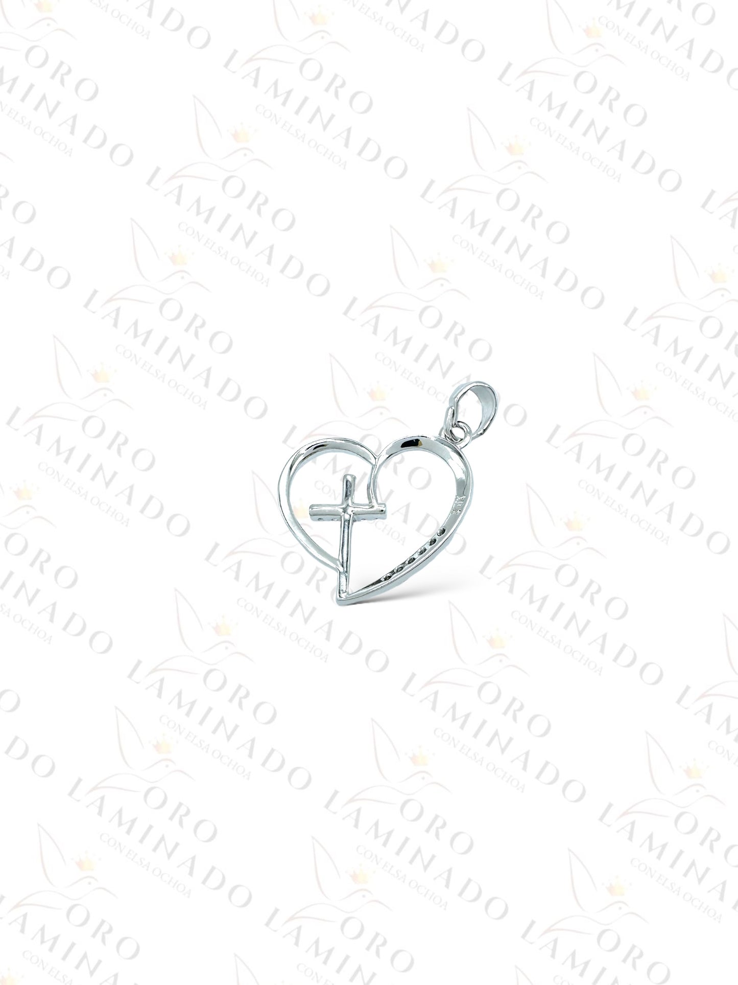 Gold Filled High Quality Silver Heart and Cross Pendant B44