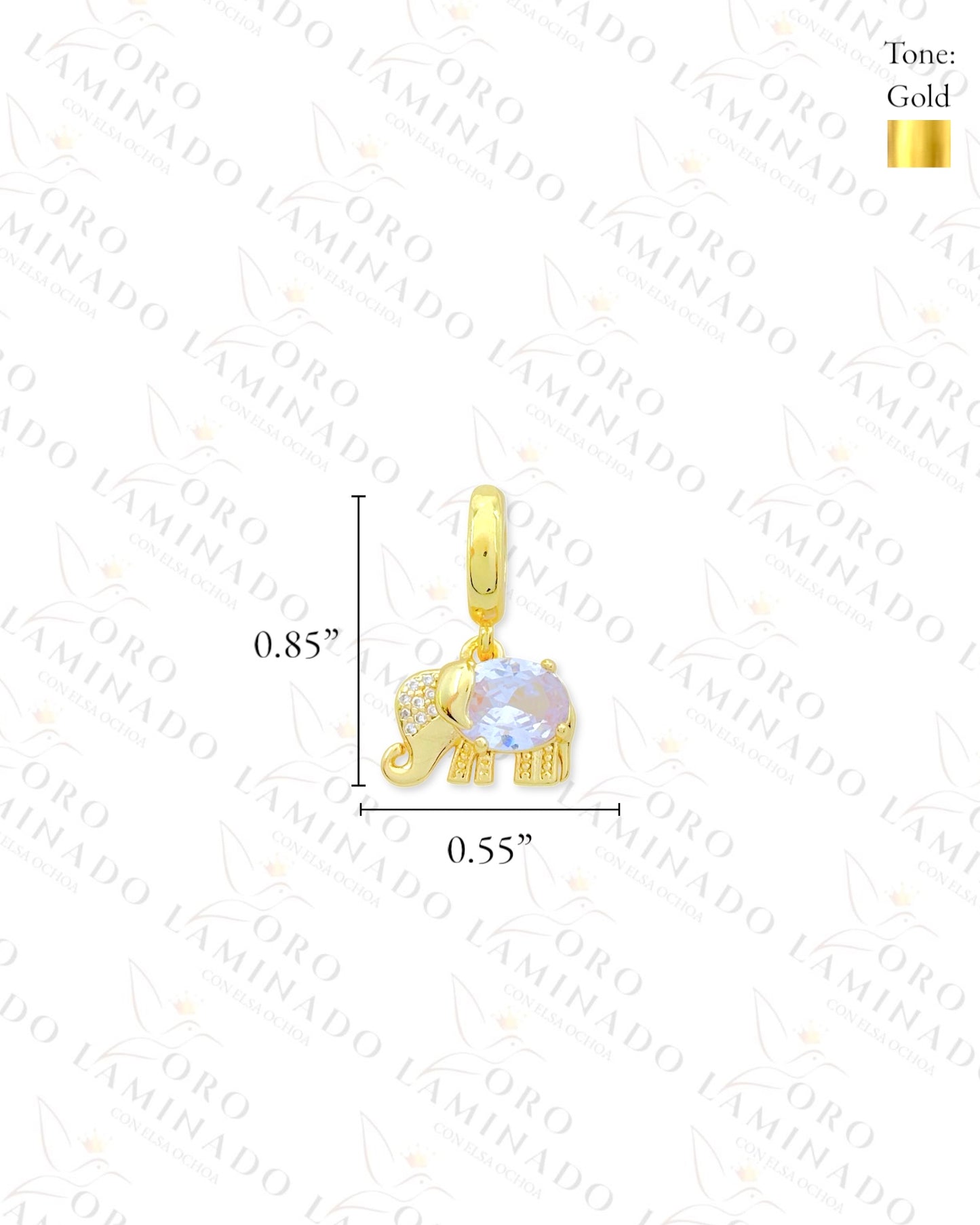 Crystal Elephant Charm (Gold Filled) R428
