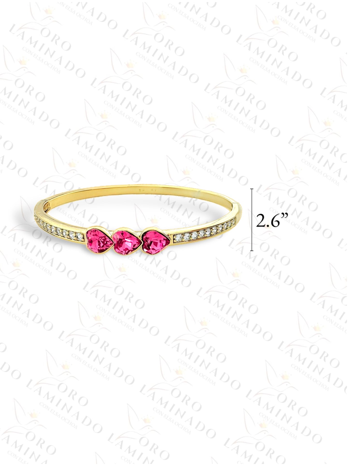 High Quality Pink Heart Bangle Bracelet R395