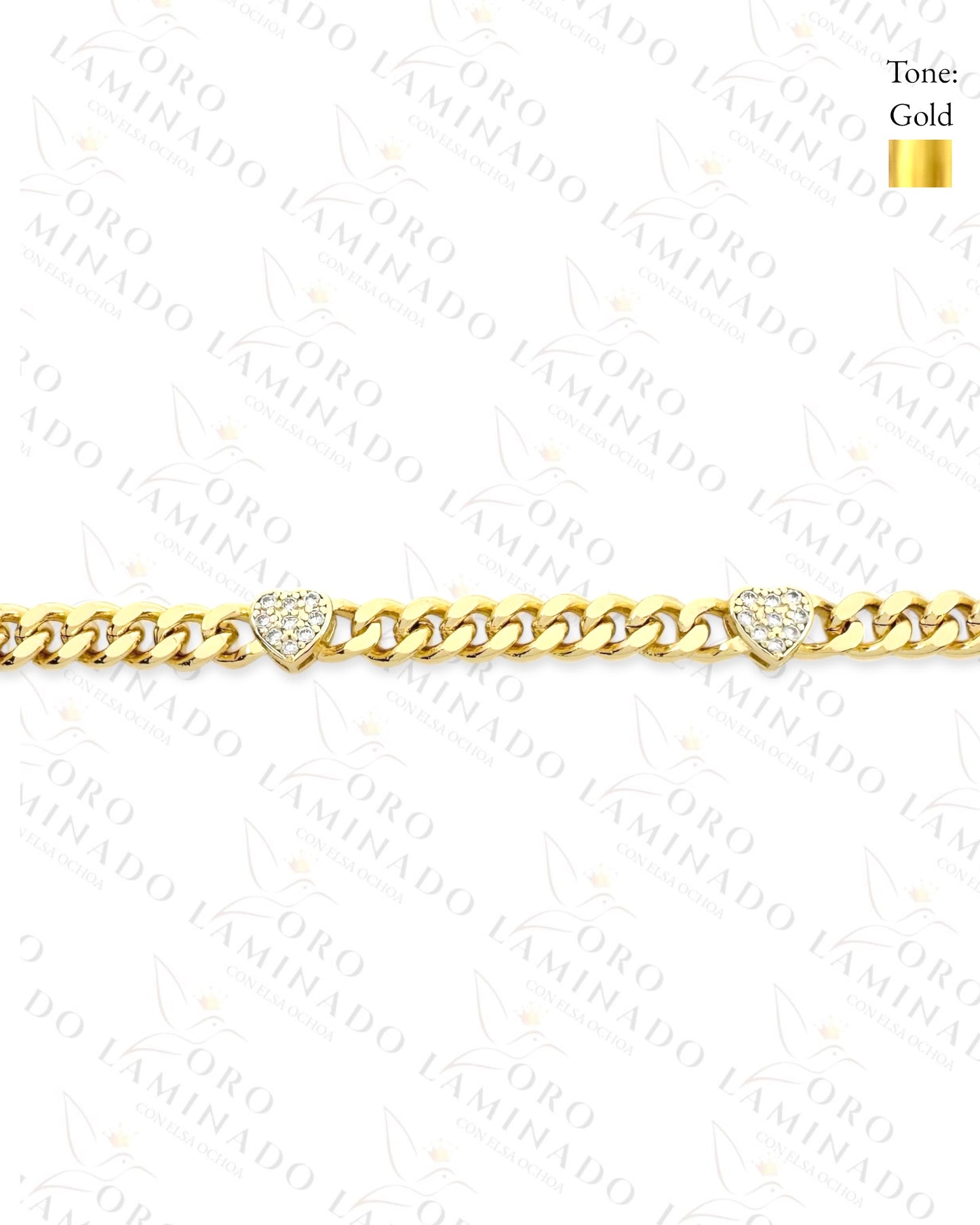High Quality Sparkling Heart Chain Bracelet (Gold Filled) Y404
