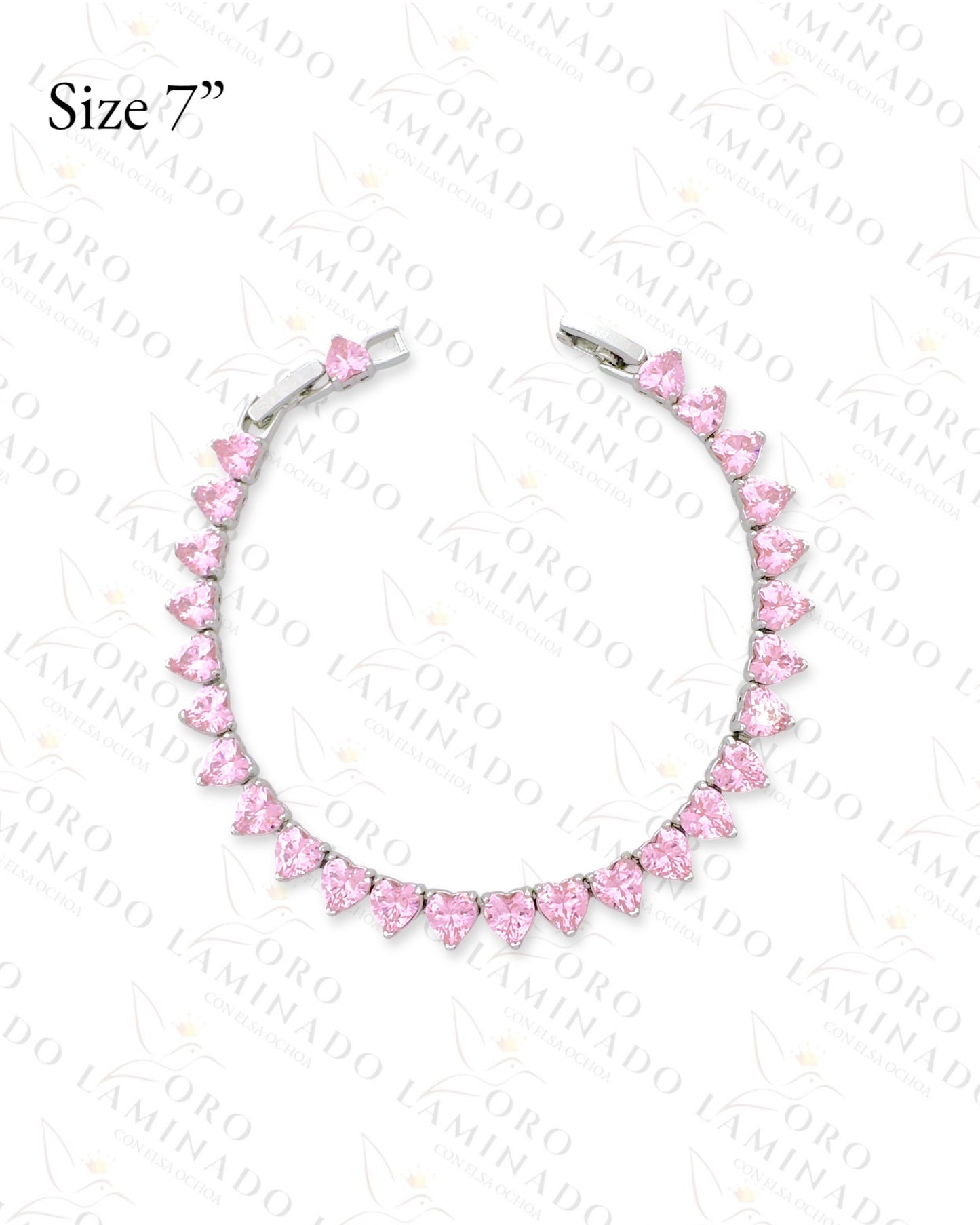 High Quality Baby Pink Mini Hearts Silver Bracelet (Gold Filled) G306