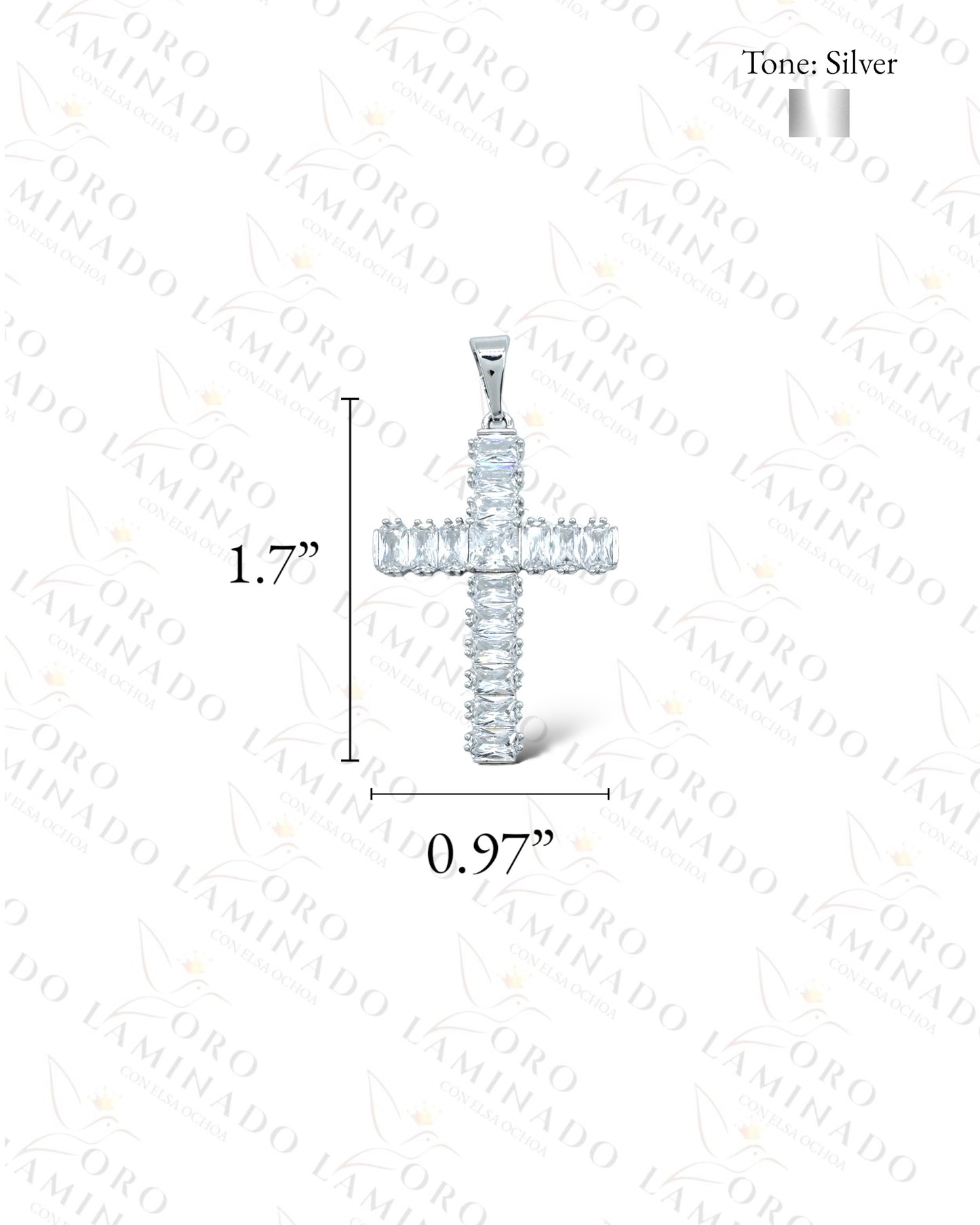 Gold Filled High Quality Silver Crystal Cross Pendant B344