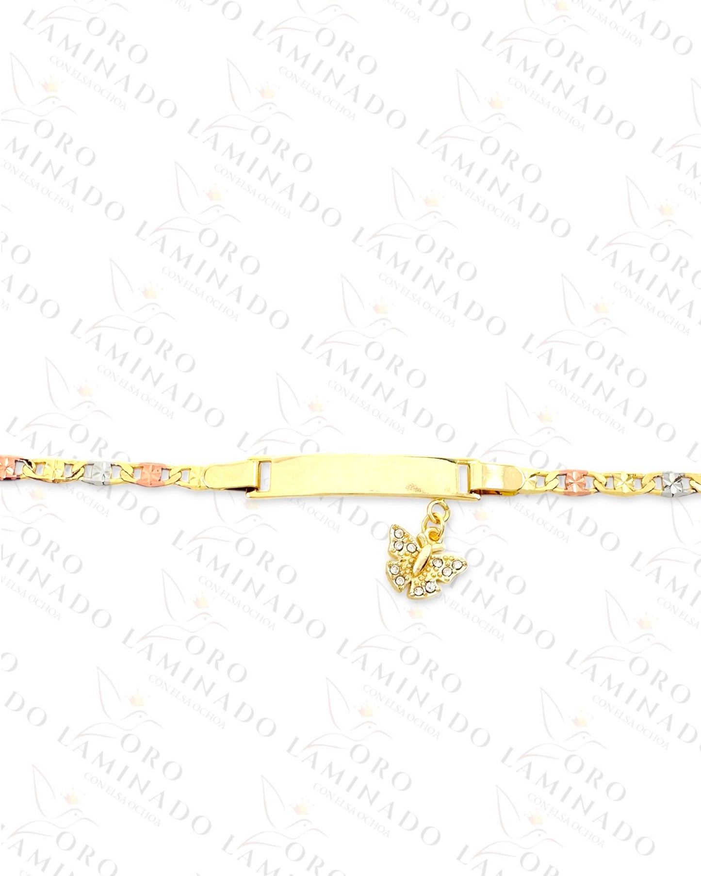 Gold Filled Tricolor butterfly plate bracelet G240