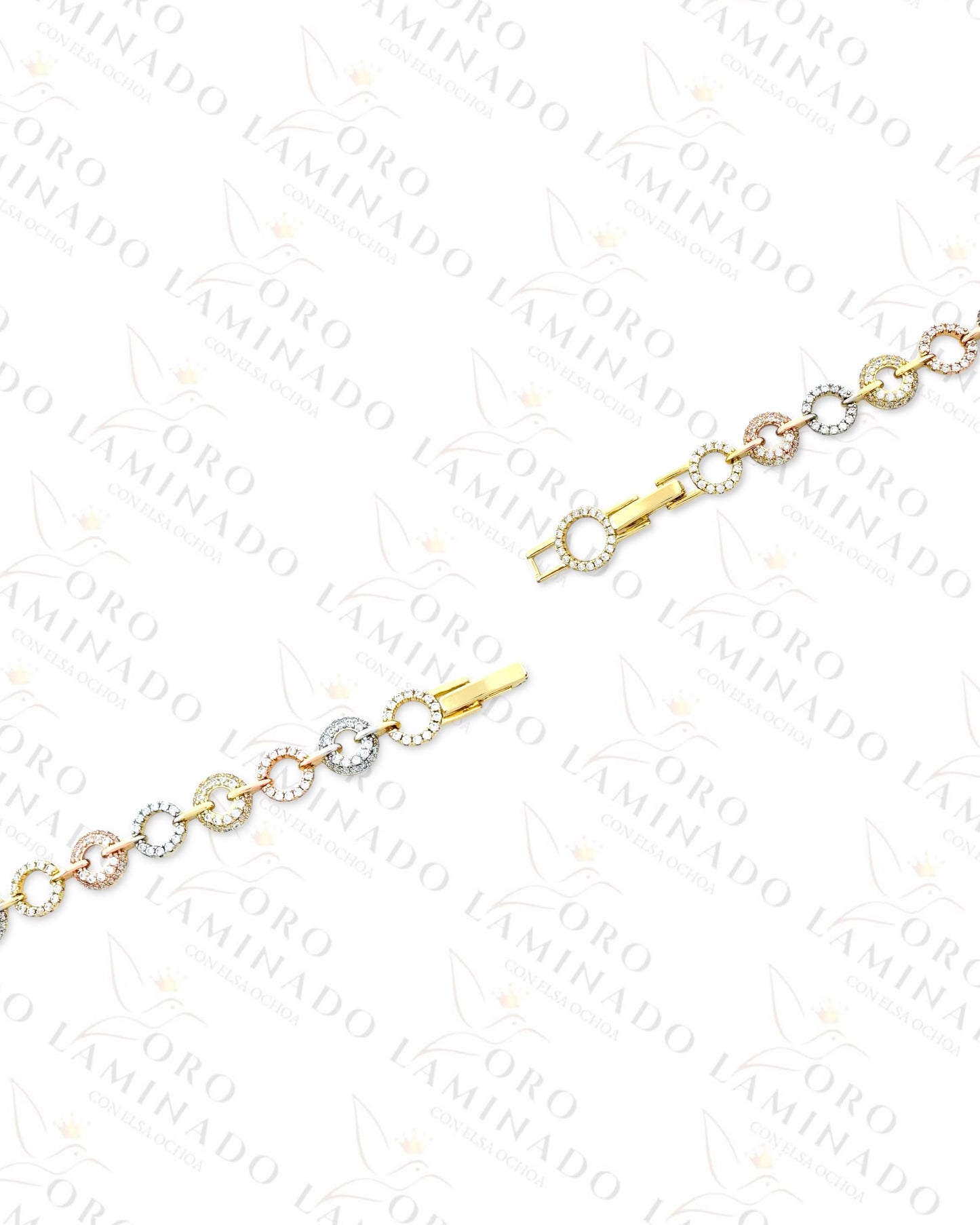 High Quality Three Tones Sparkling Round Design Bracelet B384