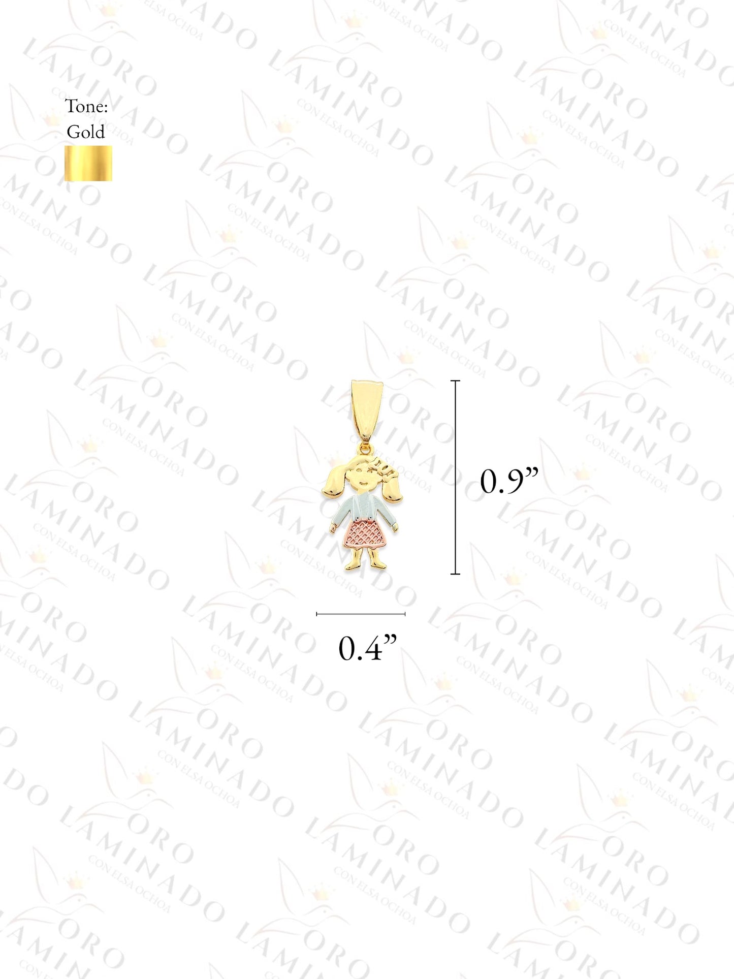 Gold Filled Three Tones Girl Pendant B348