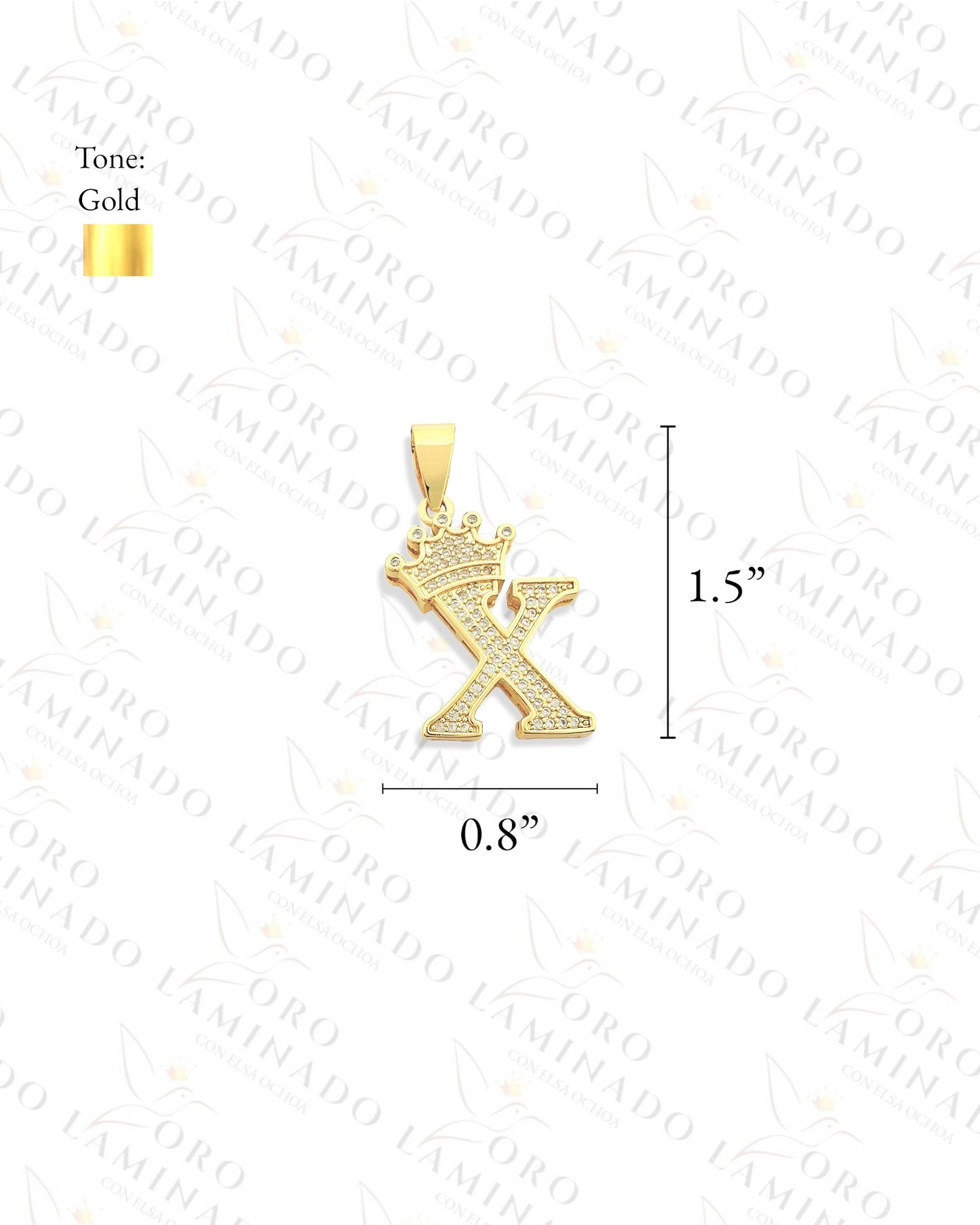Gold Filled Letter "X" Crown Pendant B173