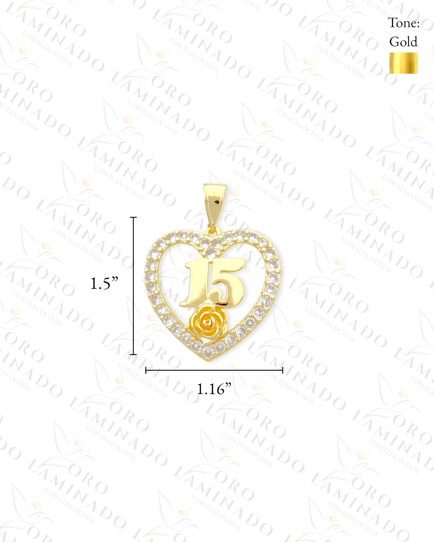 Gold Filled Quinceañera Heart Pendant B123