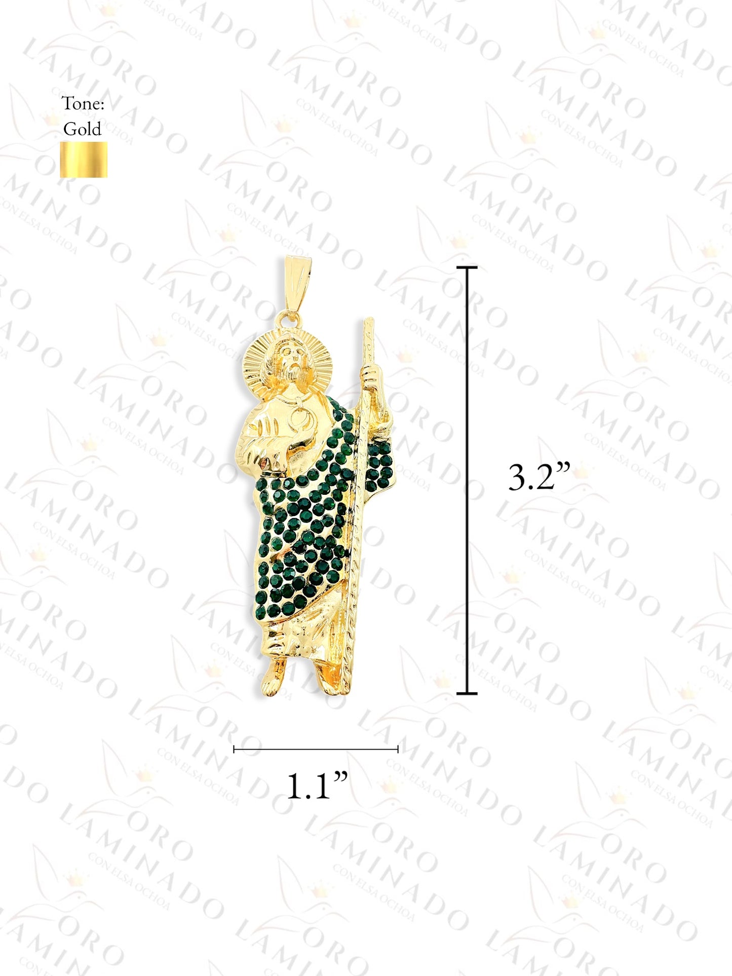 Gold Filled Green Saint Judas Pendant B12