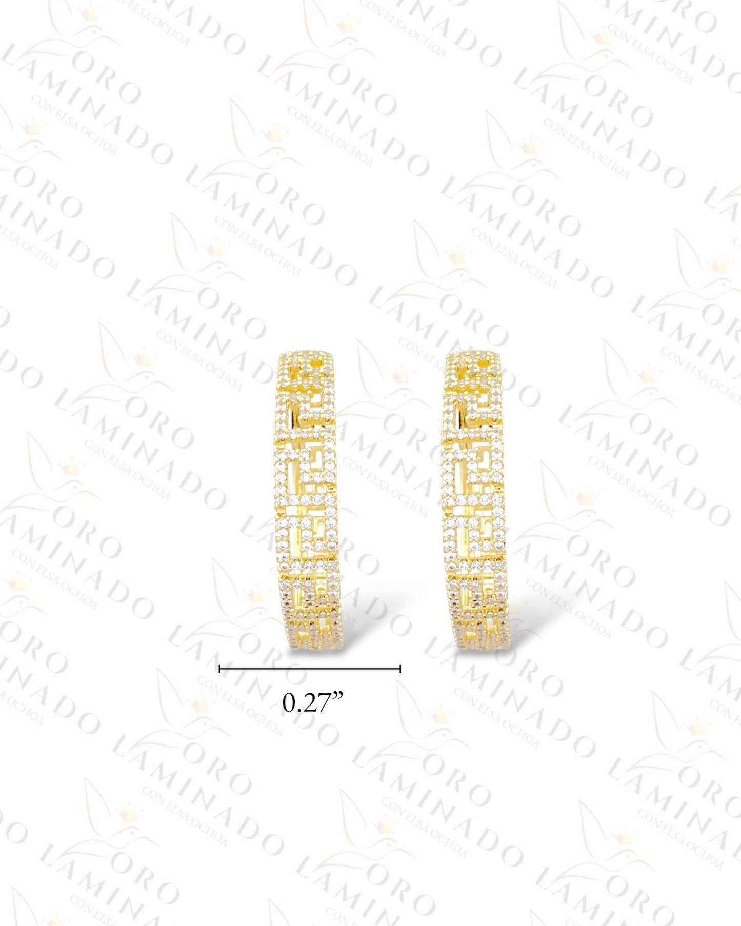 High Quality Sparkling Greek Design Hoop Earrings (Gold Filled) B158