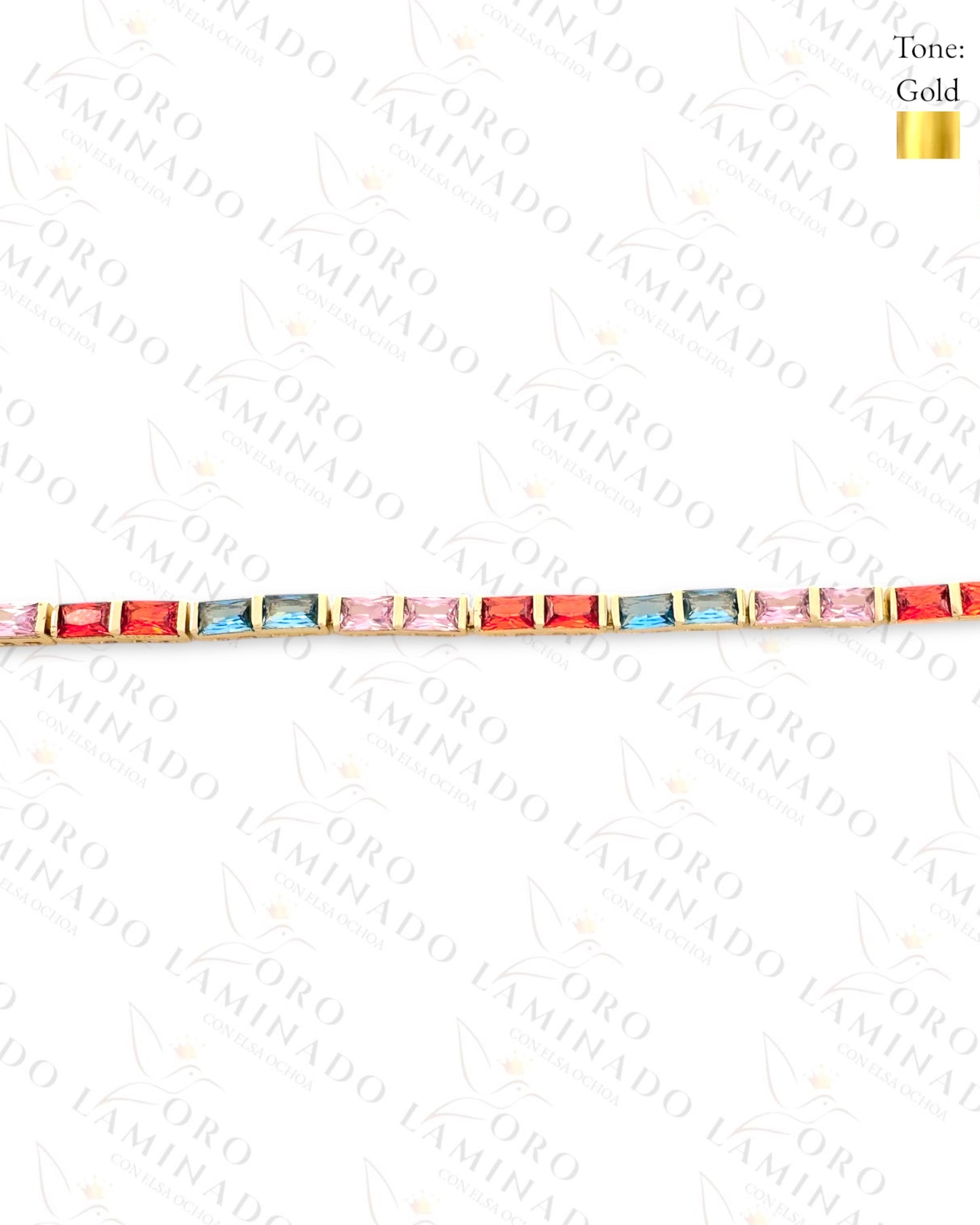 High Quality Multi-Color Tiles Bracelet (Gold Filled) C78