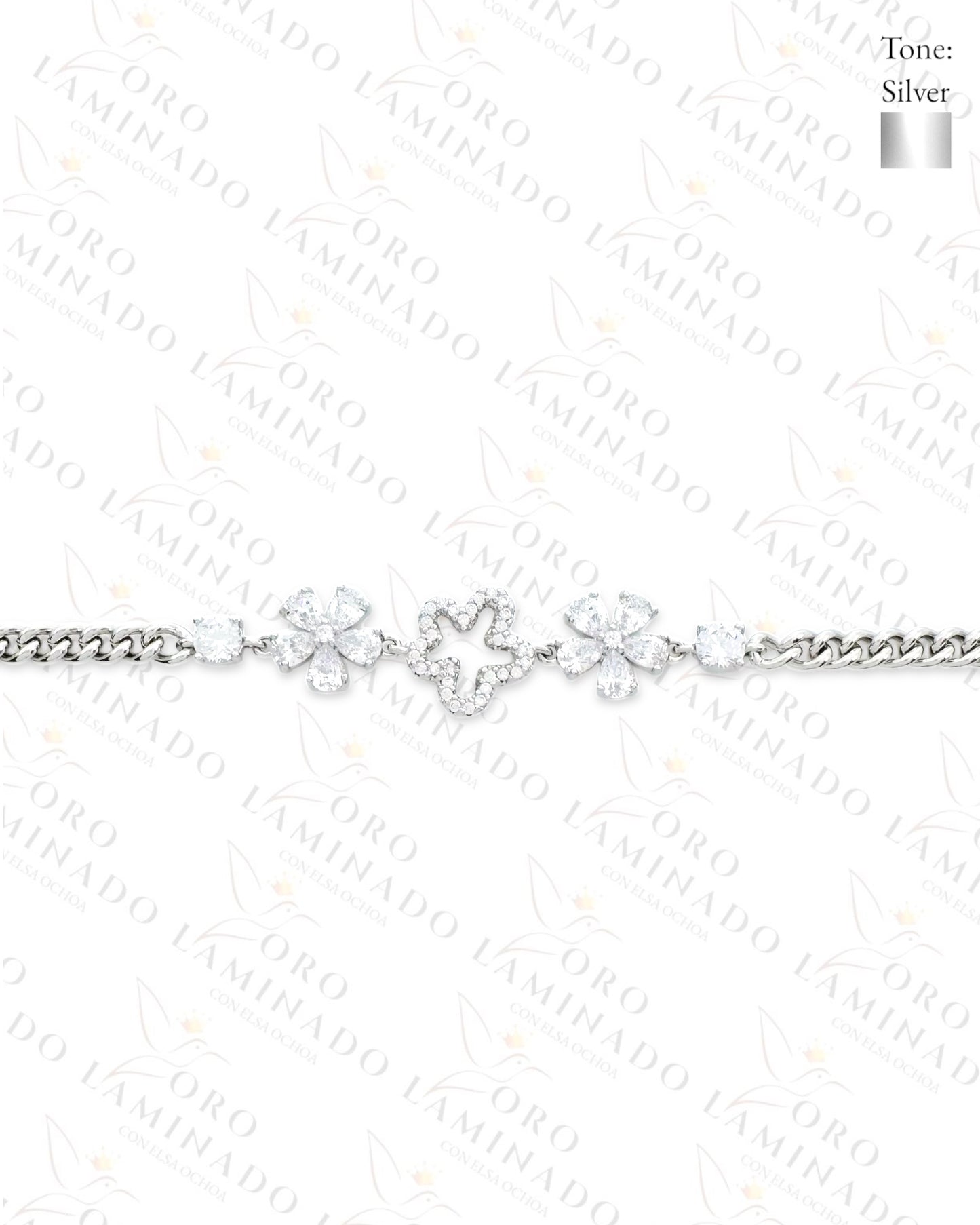 High Quality Silver Flowers Bracelet (Gold Filled) C407