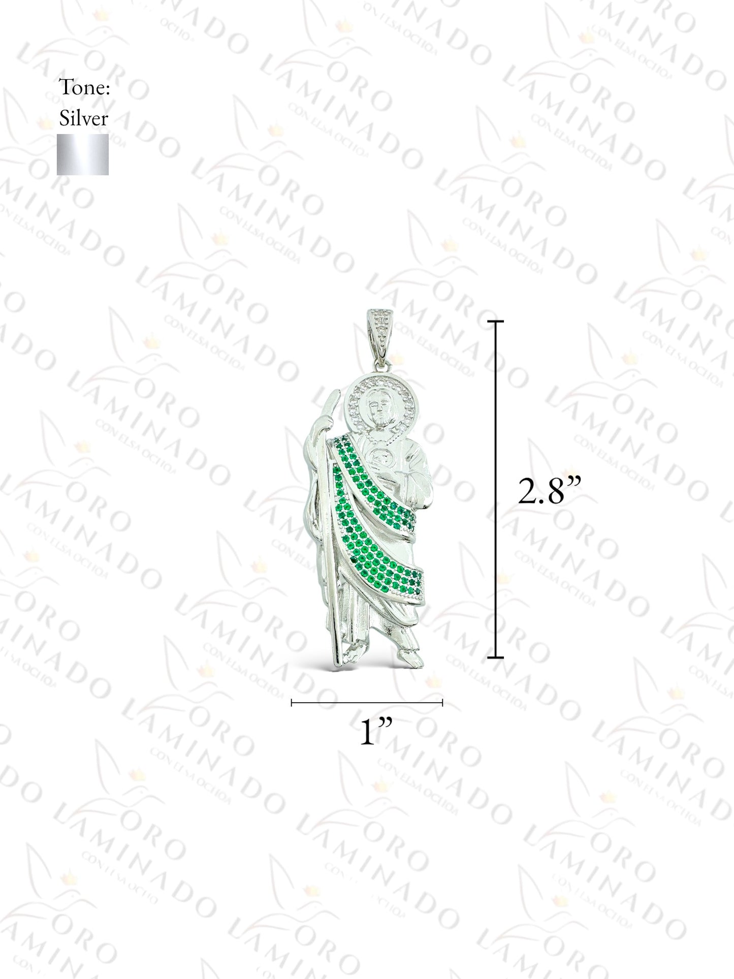 Gold Filled Silver Saint Jude Pendant Y329