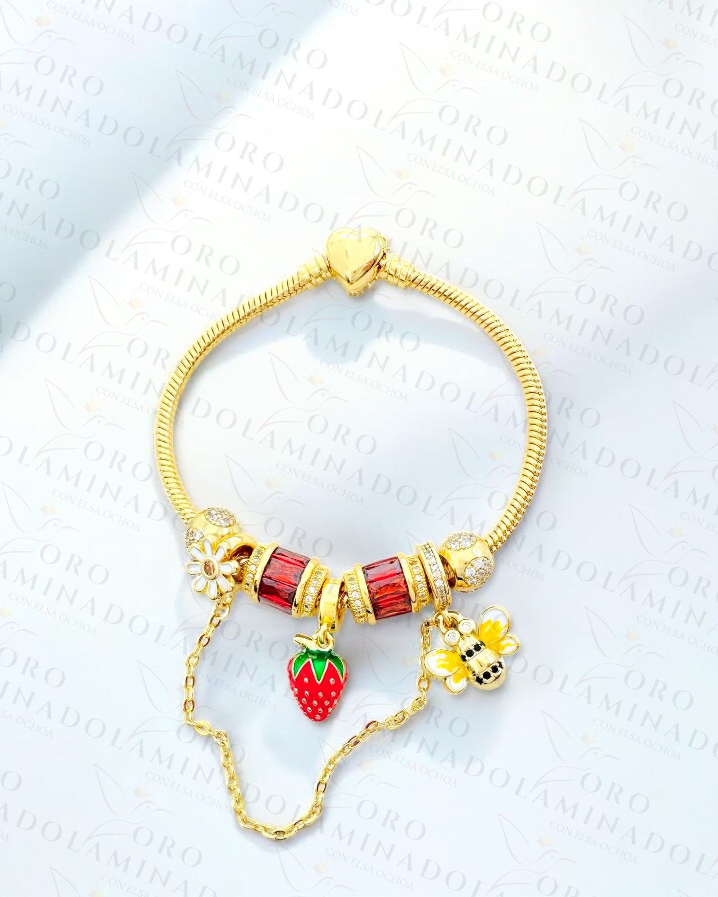 Bee and Flower Safety Chain Charms (Gold Filled) B141