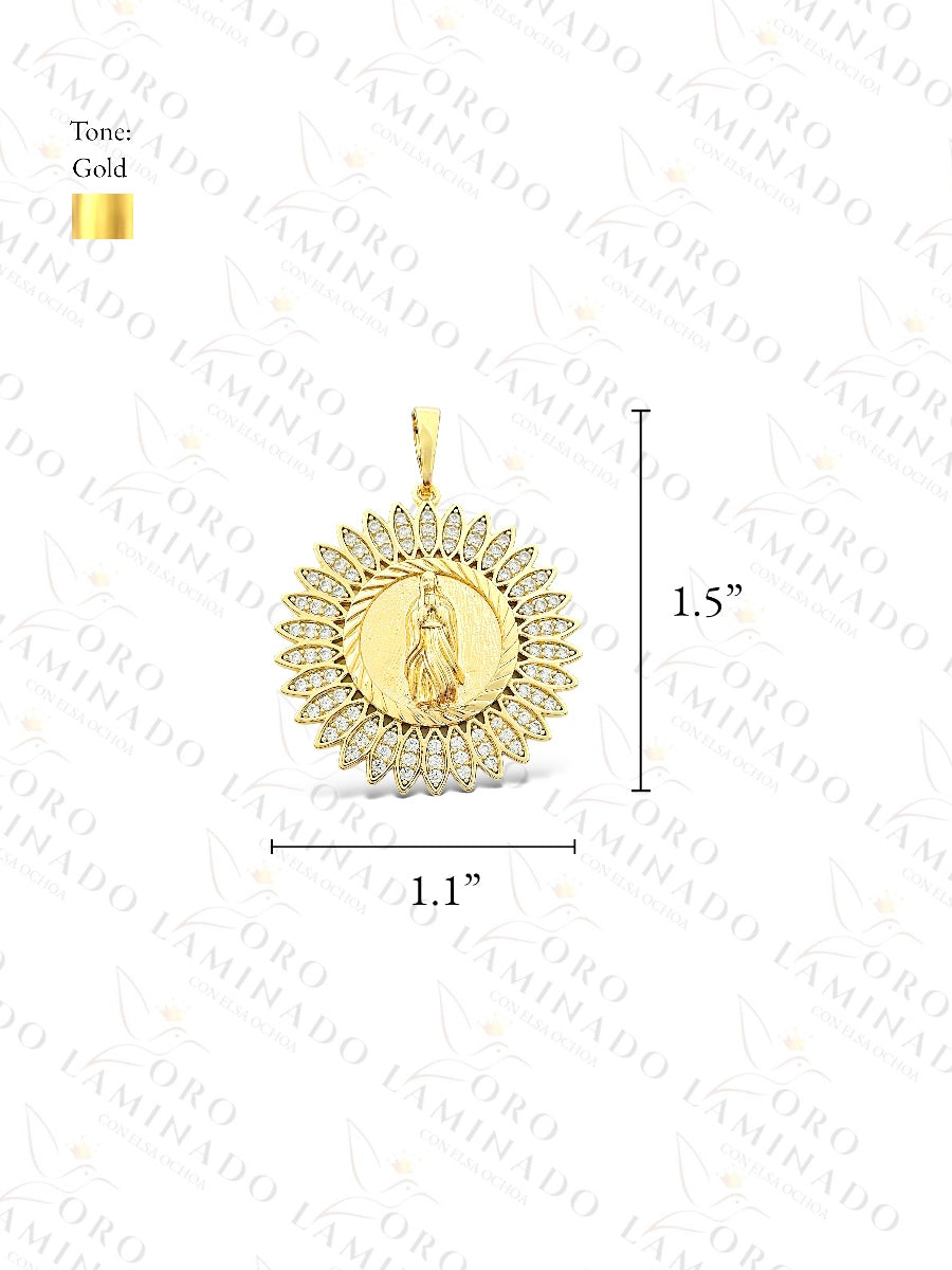 Gold Filled Virgin Mary Flower Pendant G18