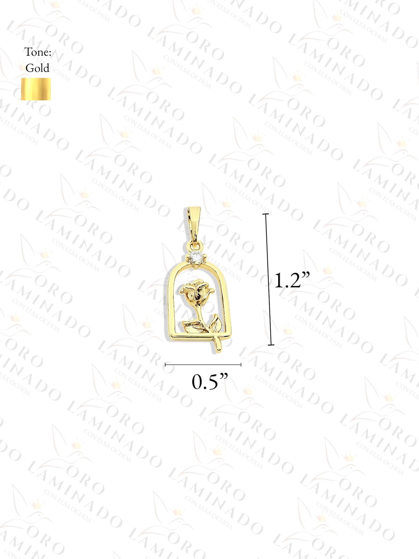 Gold Filled High Quality Rose in Glass Pendant Y223