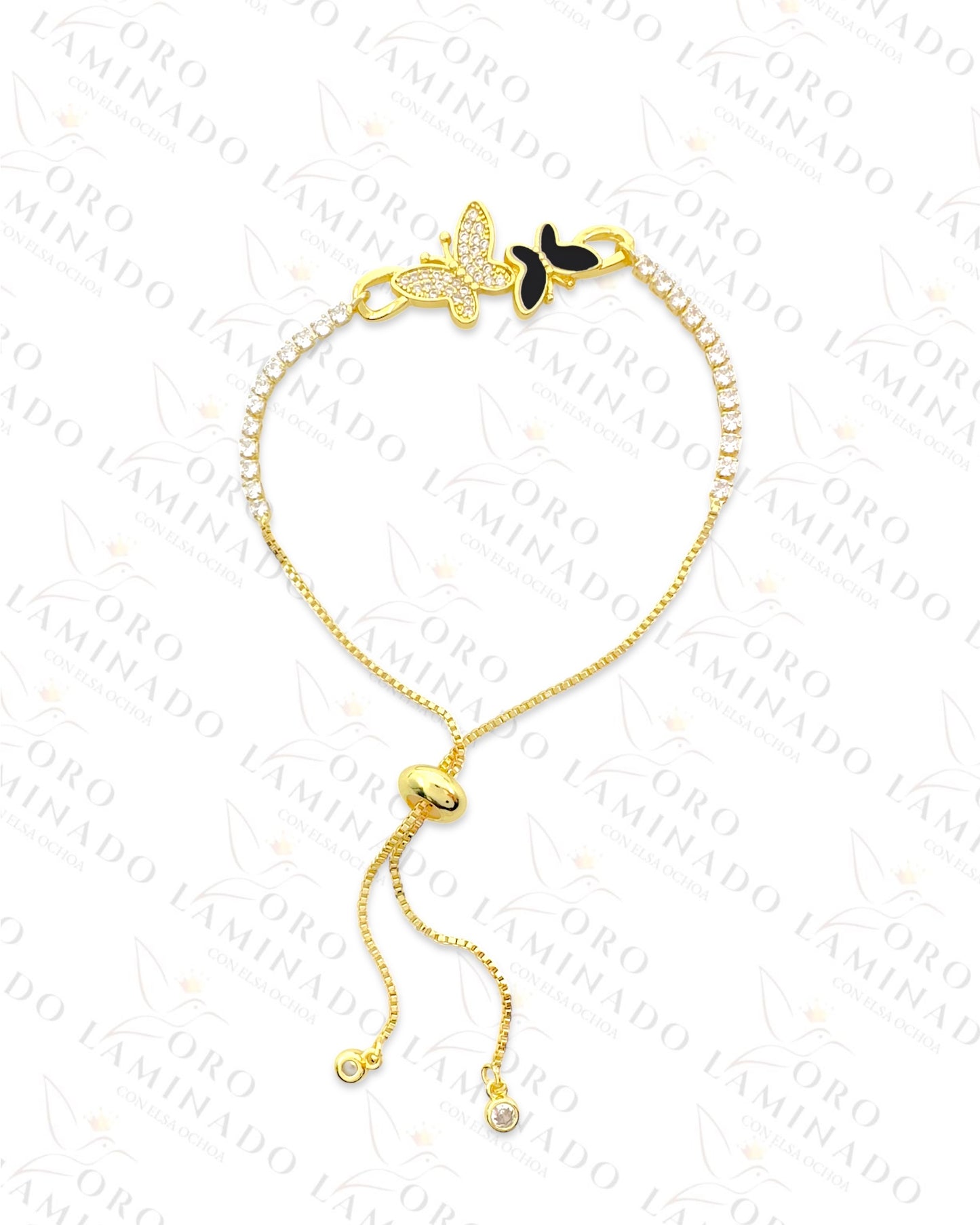 Gold Filled Dark Butterfly Adjustable Bracelet B106