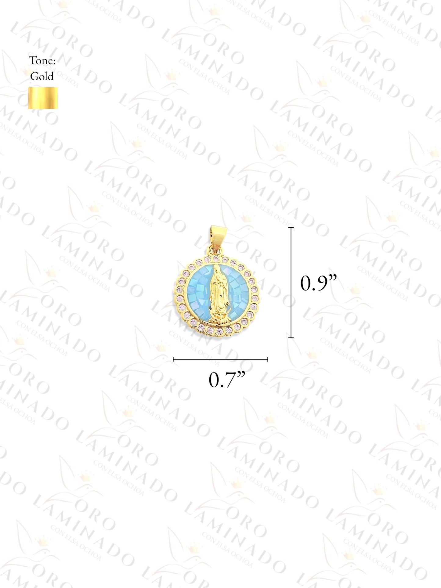 Gold Filled Blue Virgin Mary Pendant G25