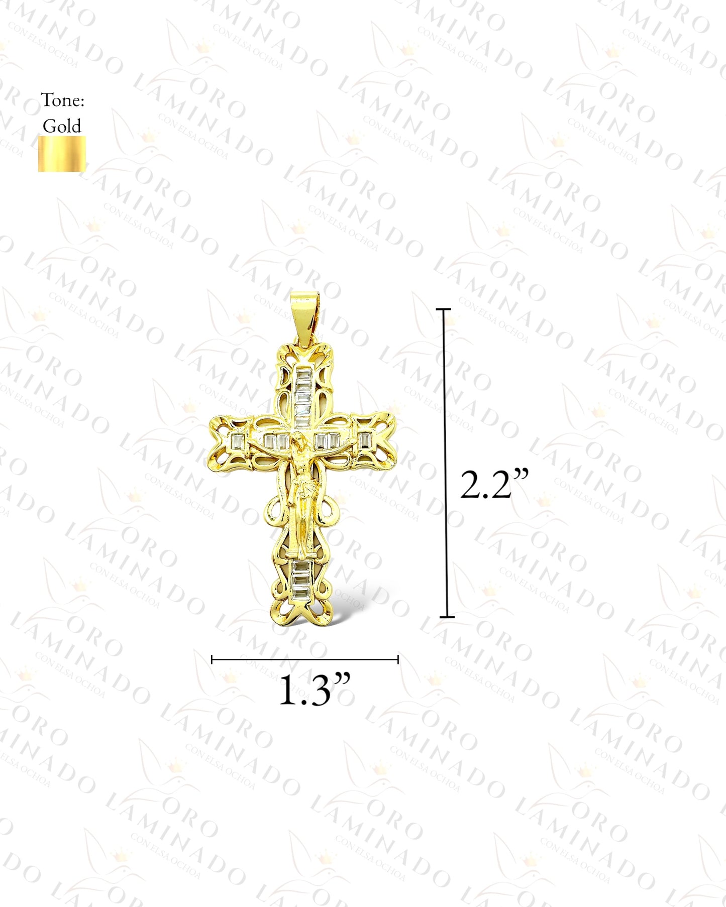 Gold Filled Crucifix with Stones Pendant C396