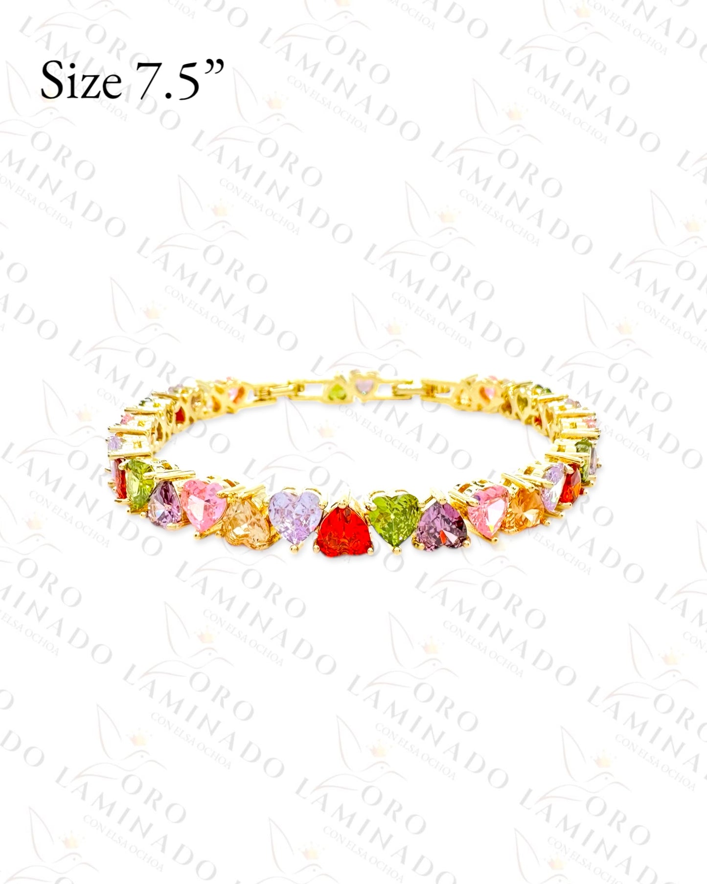 High Quality Crystal Heart Link Bracelet (Gold Filled) C108