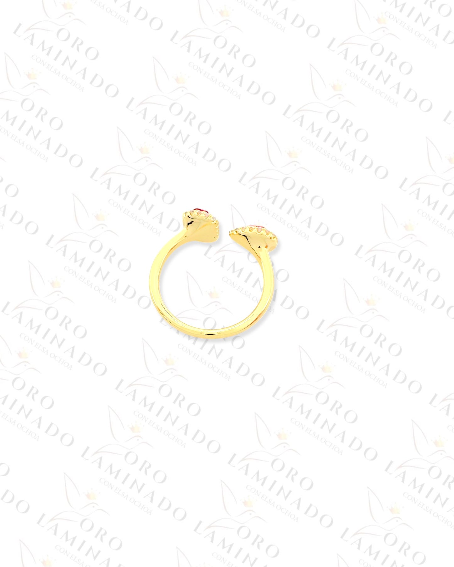 High Quality Adjustable Red Stone Geometric Ring (Gold Filled) G8