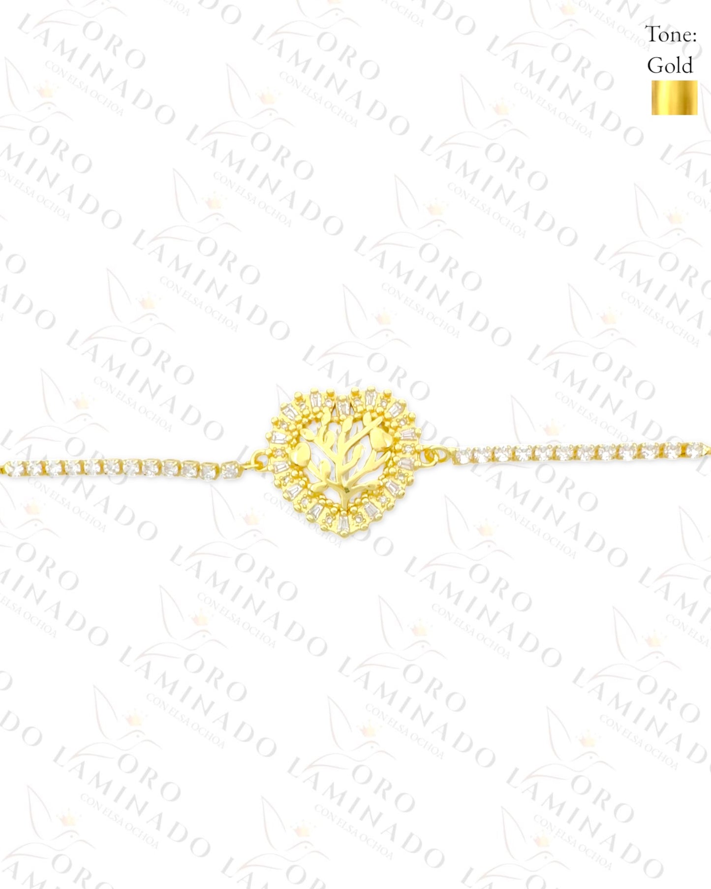 Gold Filled Crystal Tree of Life Adjustable Bracelet G215