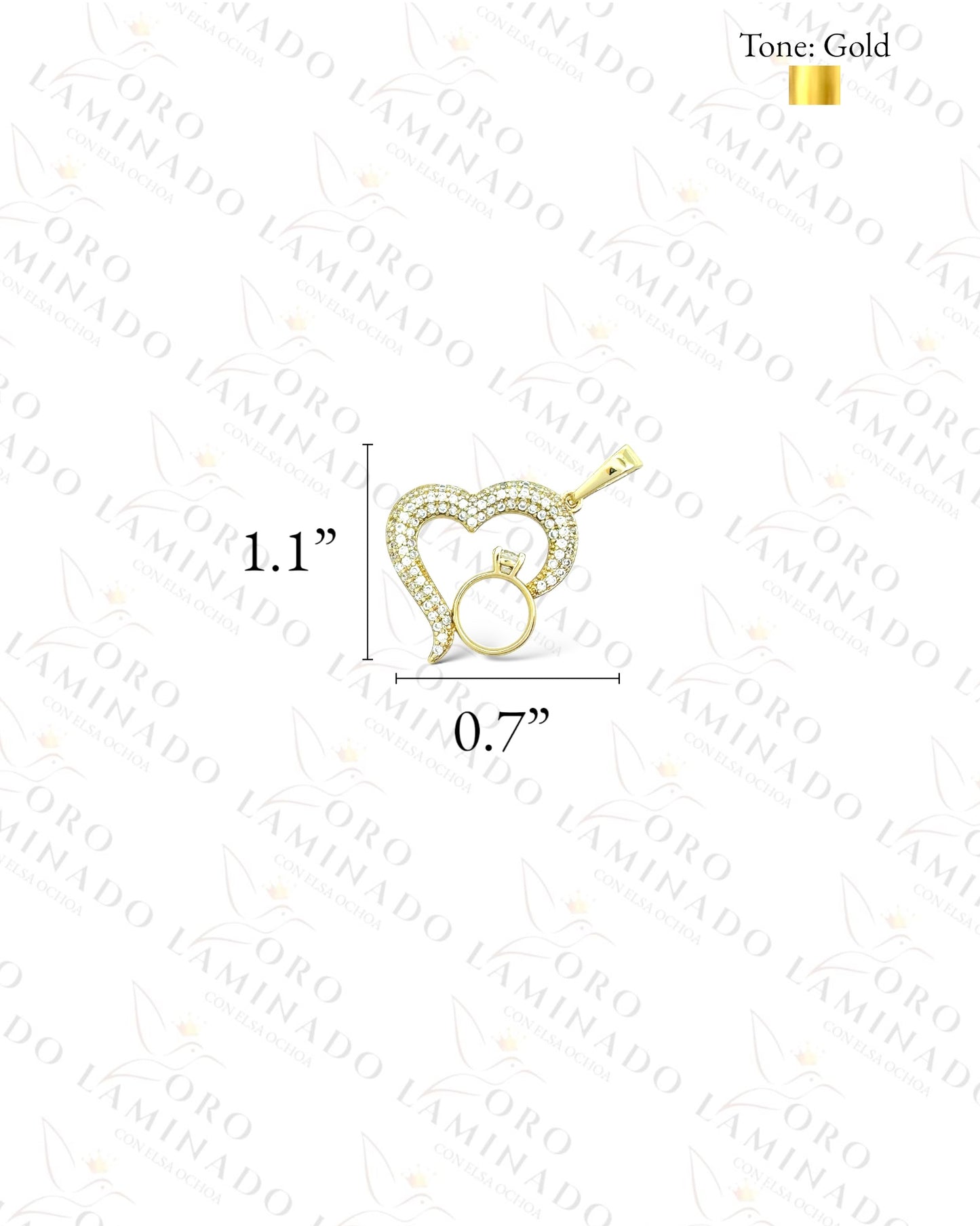 Gold Filled High Quality Heart and Ring Pendant R332