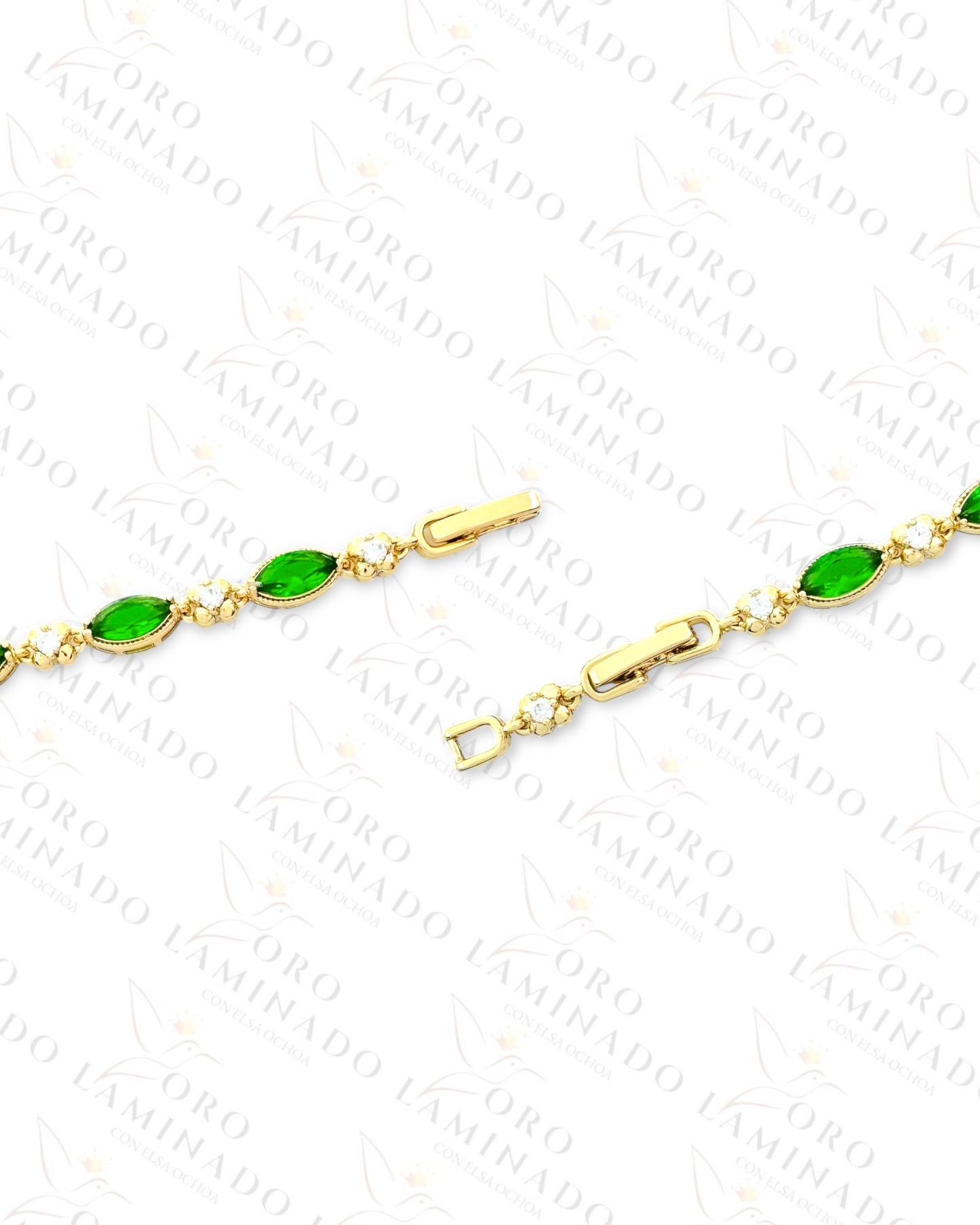 High Quality Green Stones Design Bracelet (Gold Filled) Y461