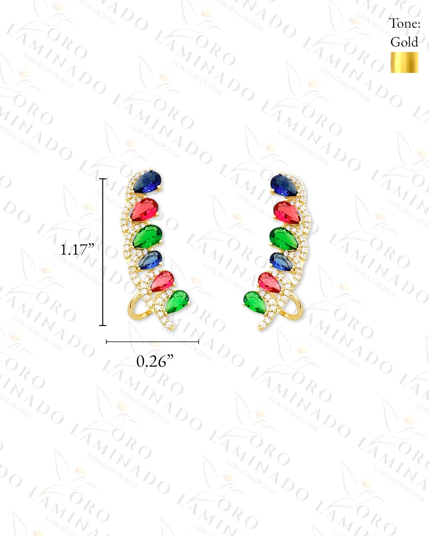 High Quality Multi-Color Ear Cuff Earrings (Gold Filled) G68