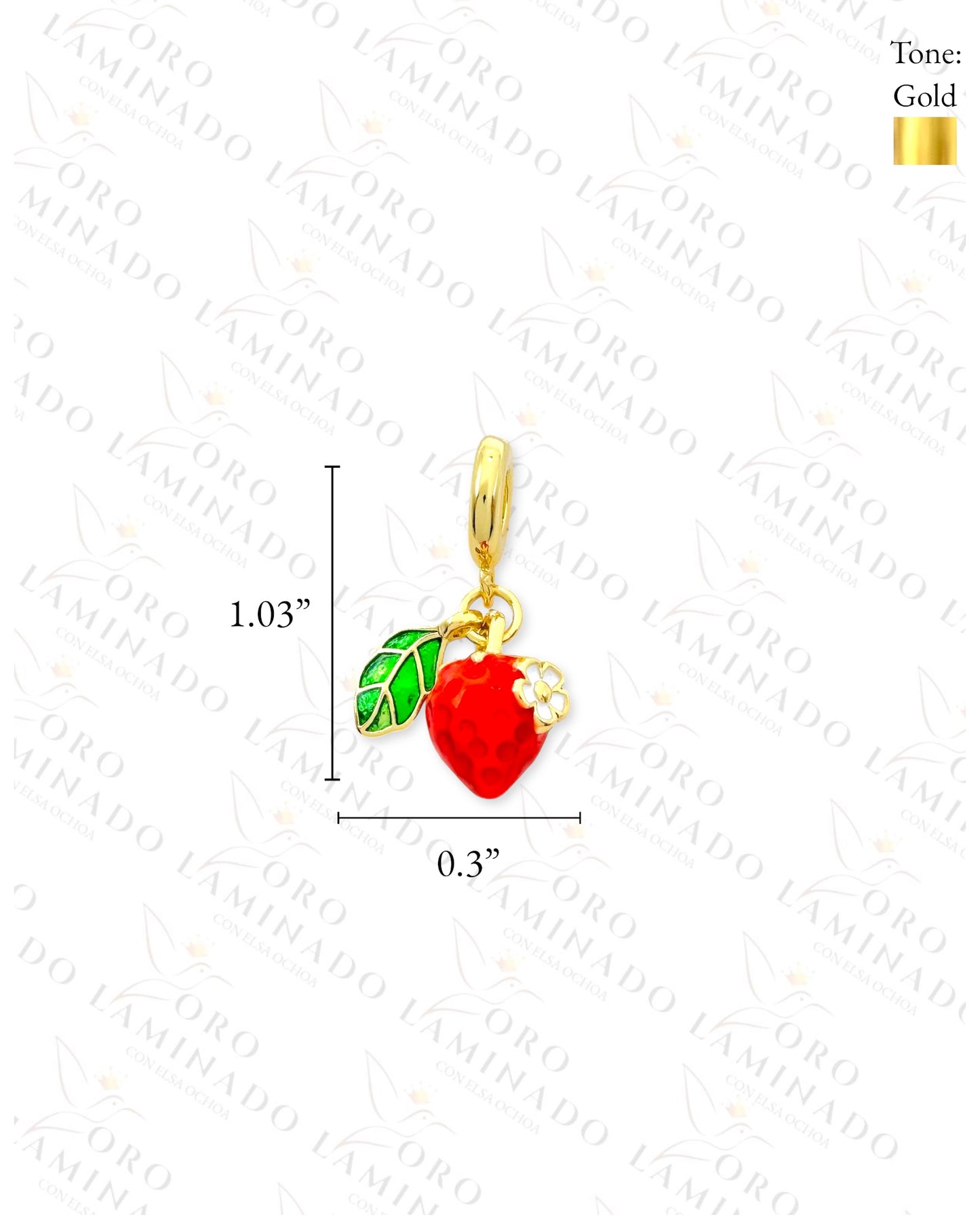 Strawberry and Leaf Charm (Gold Filled) B85