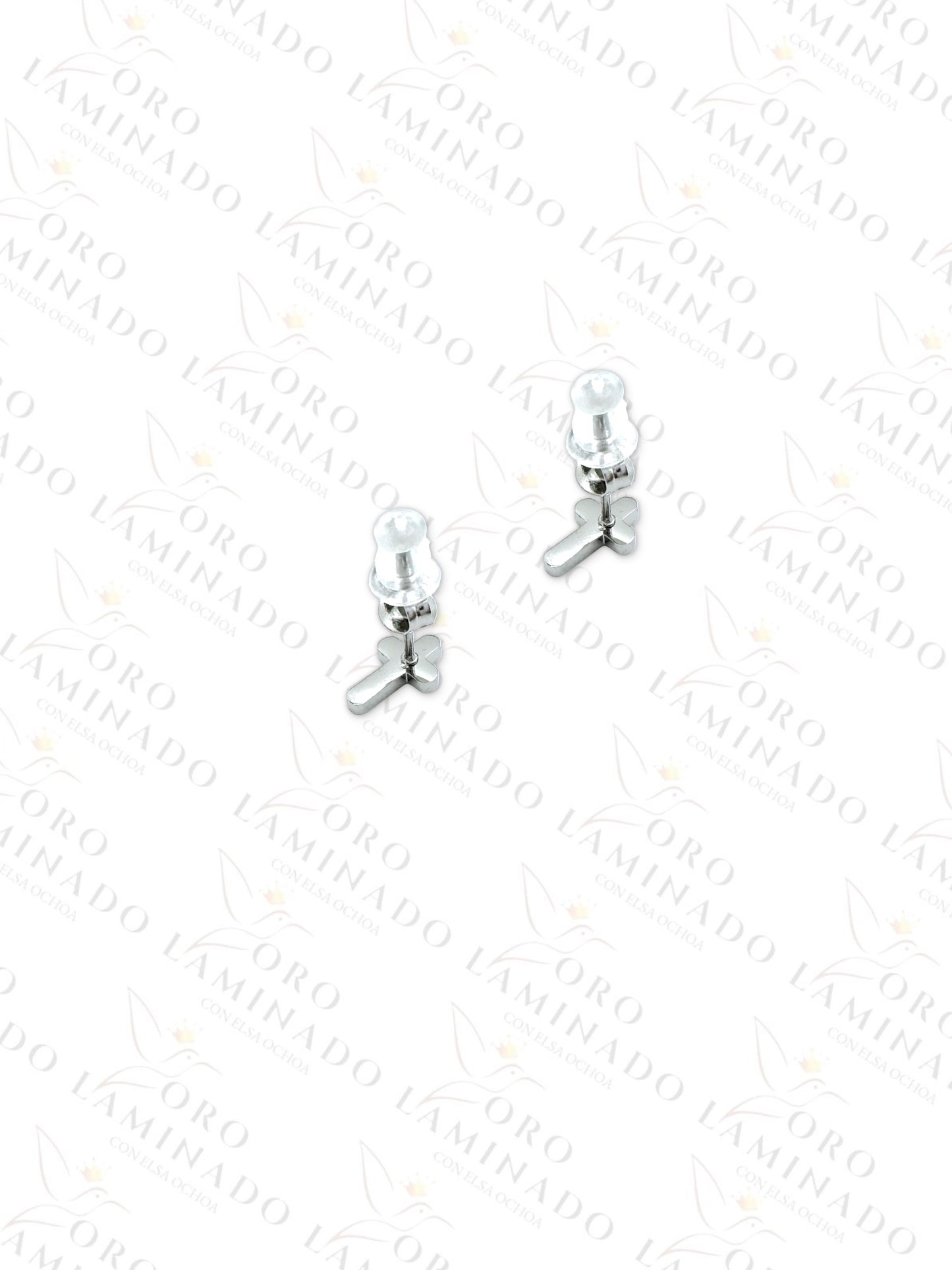 Stainless Steel Silver Mini Cross Men Earrings G102