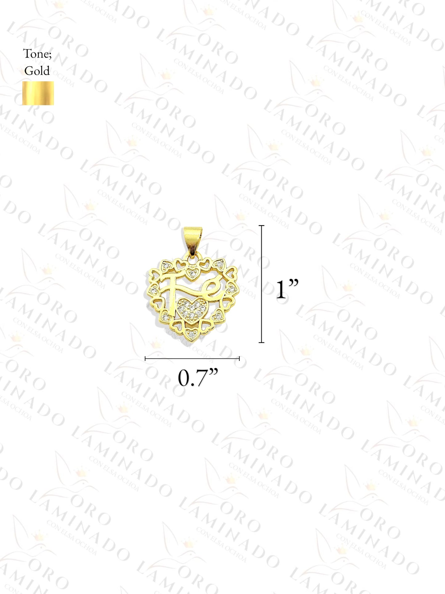 Gold Filled Heart "Fe" Pendant Y124