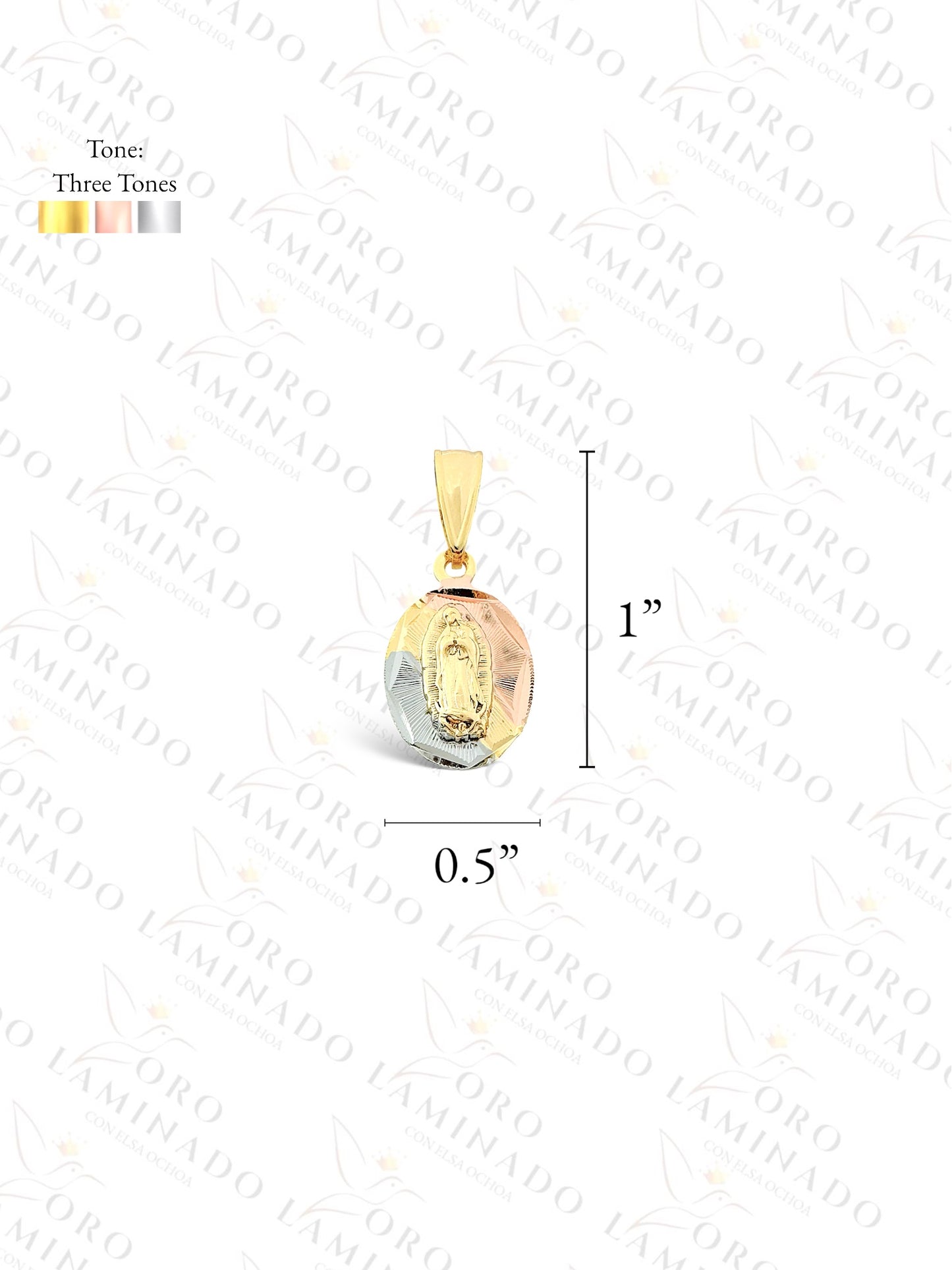 Gold Filled Three Tones Virgen Mary Pendant Y424